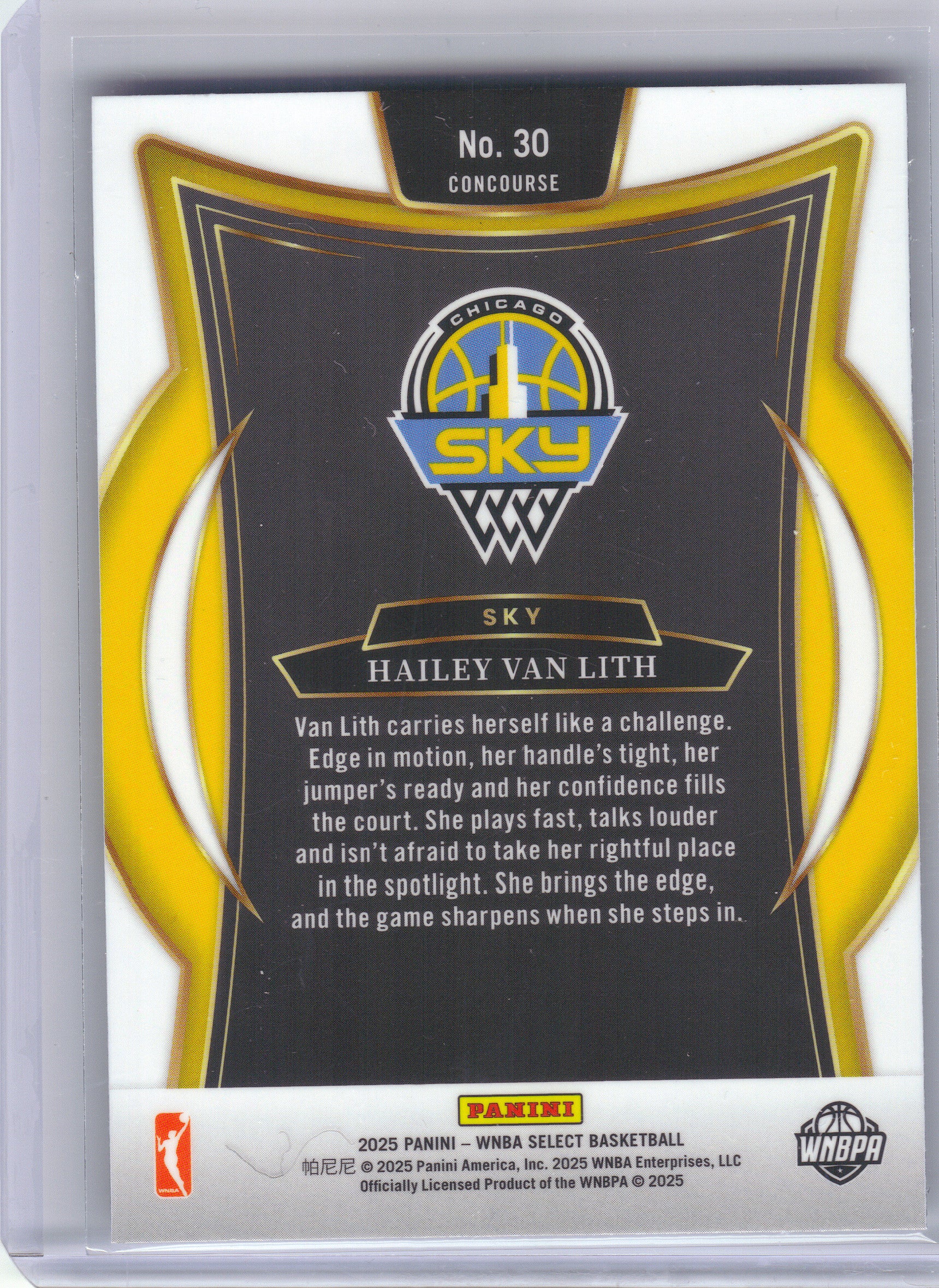 2025 Panini Select WNBA #30 Hailey Van Lith Chicago Sky Rookie