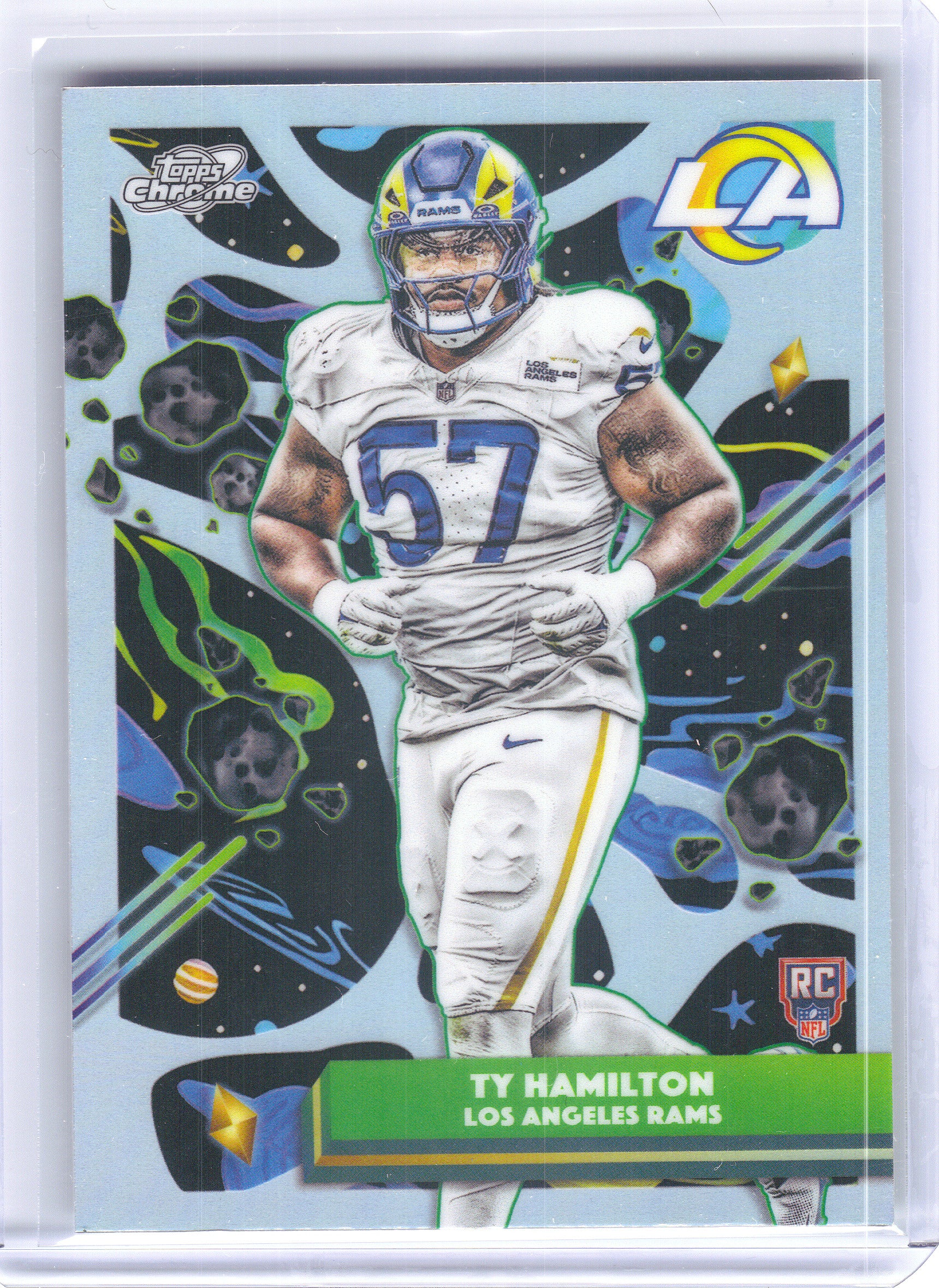 2025 Topps Chrome Cosmic #160 Ty Hamilton Refractor Los Angeles Rams Rookie