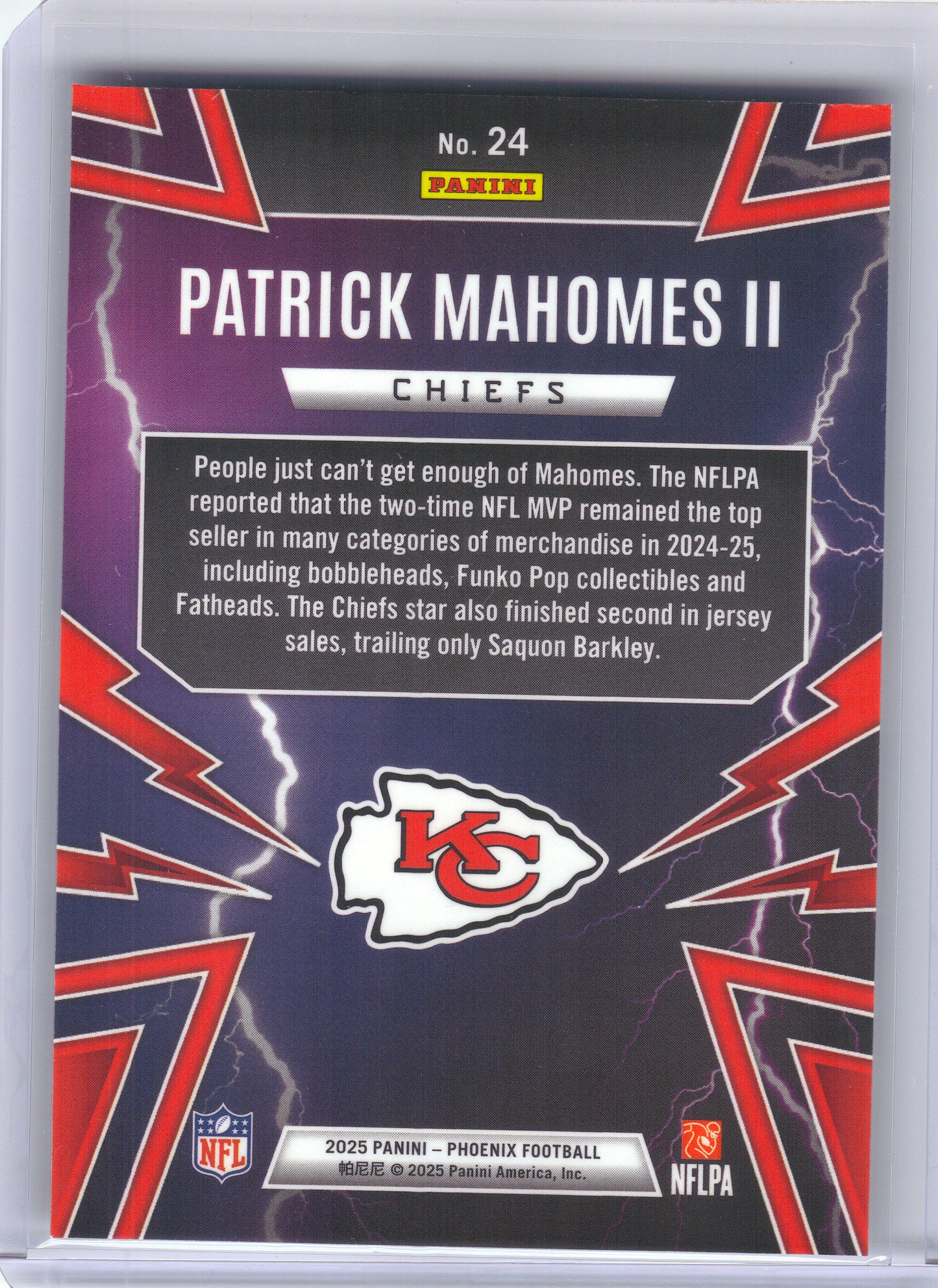 2025 Panini Phoenix #24 Patrick Mahomes II Thunderbirds Kansas City Chiefs