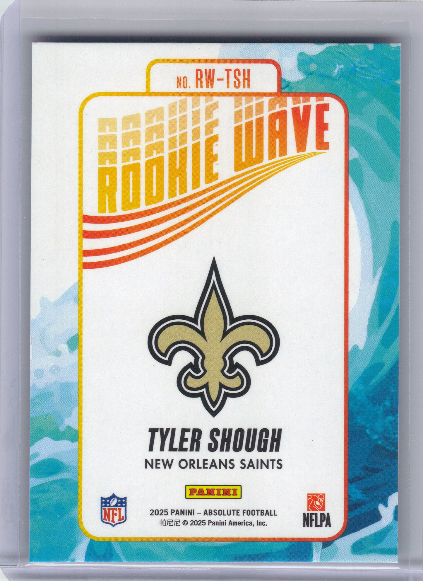 2025 Panini Absolute #RW-TSH Tyler Shough Rookie Wave New Orleans Saints