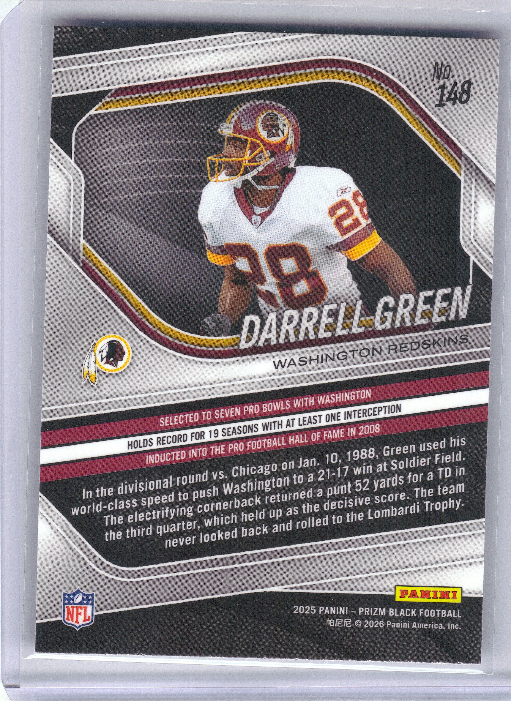 2025 Panini Prizm Black #148 Darrell Green Washington Redskins
