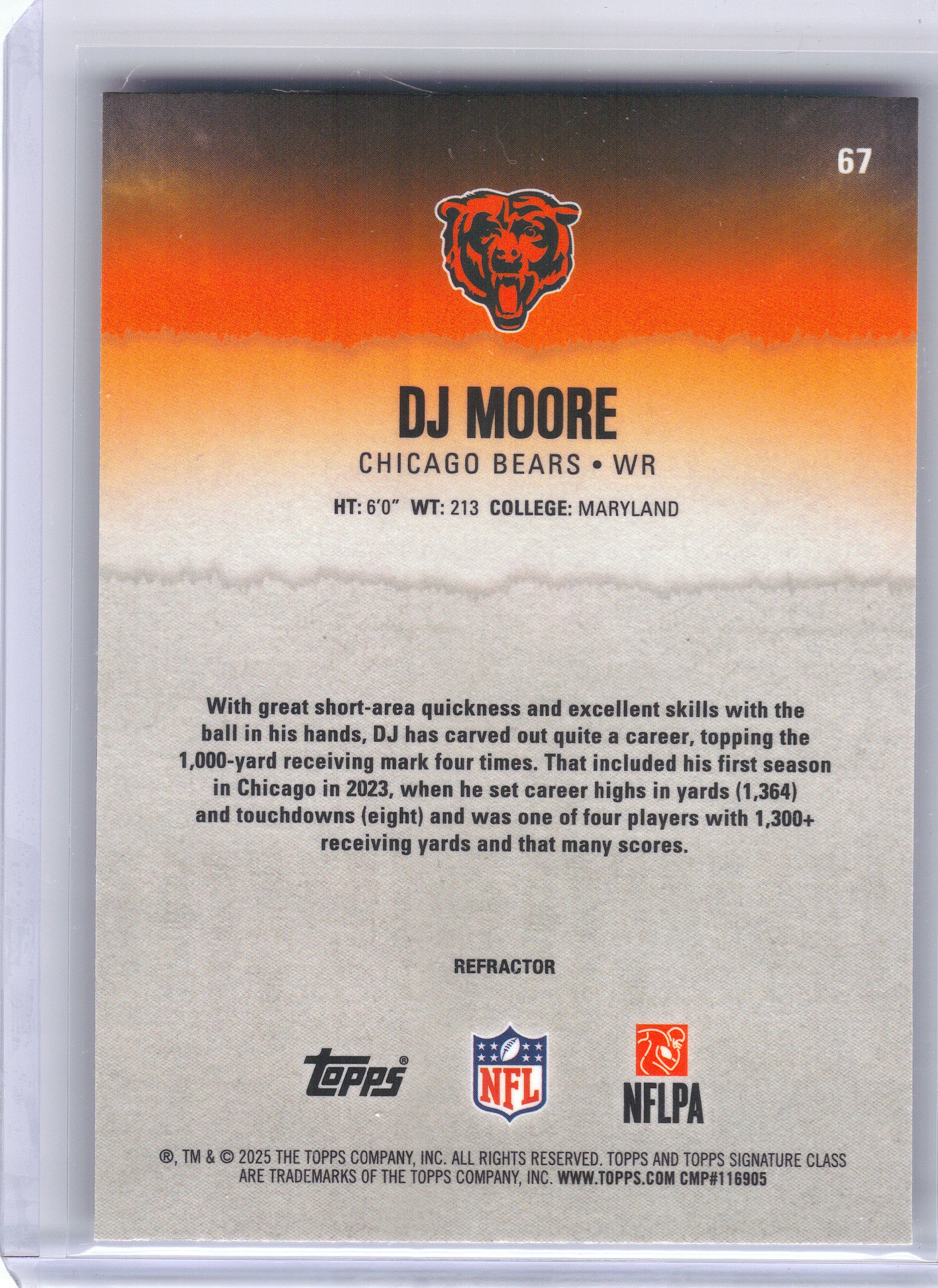 2025 Topps Signature Class #67 DJ Moore Chrome Chicago Bears