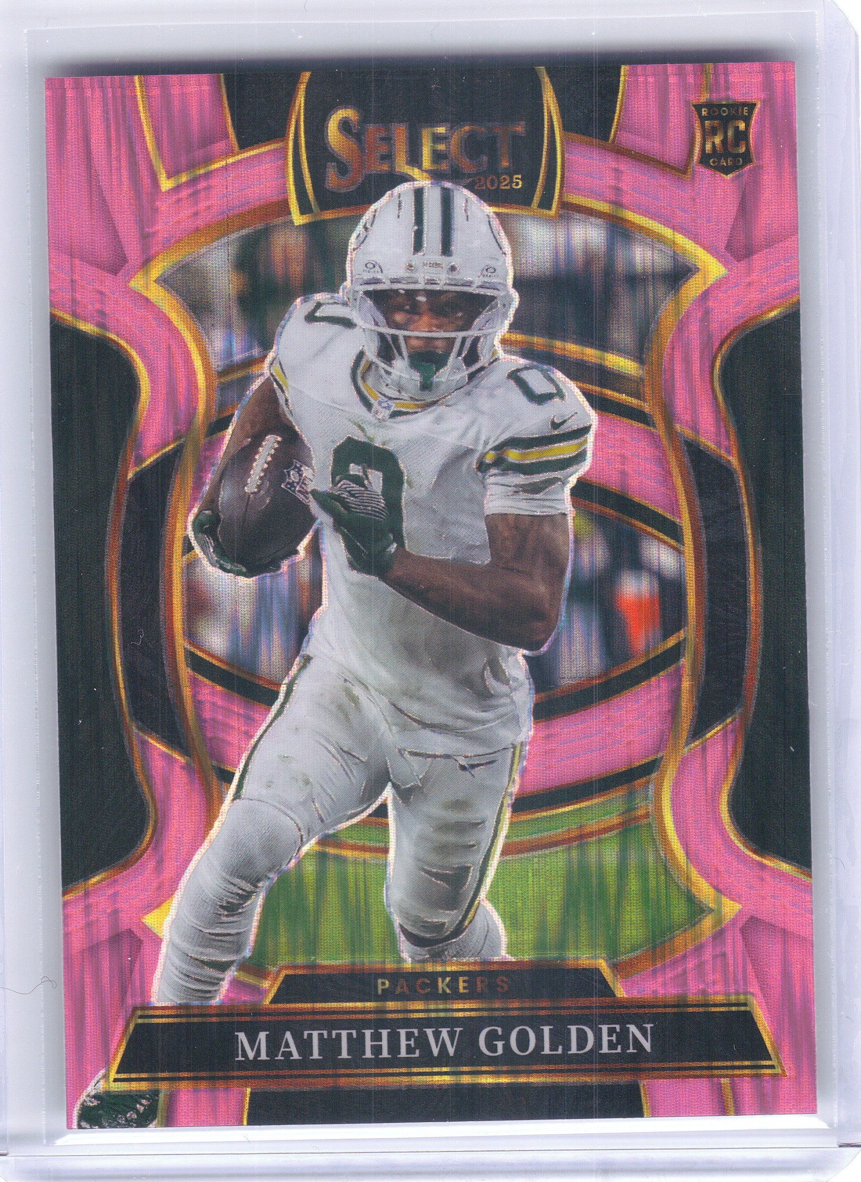 2025 Panini Select #66 Matthew Golden Pink Prizm Shock Green Bay Packers Rookie