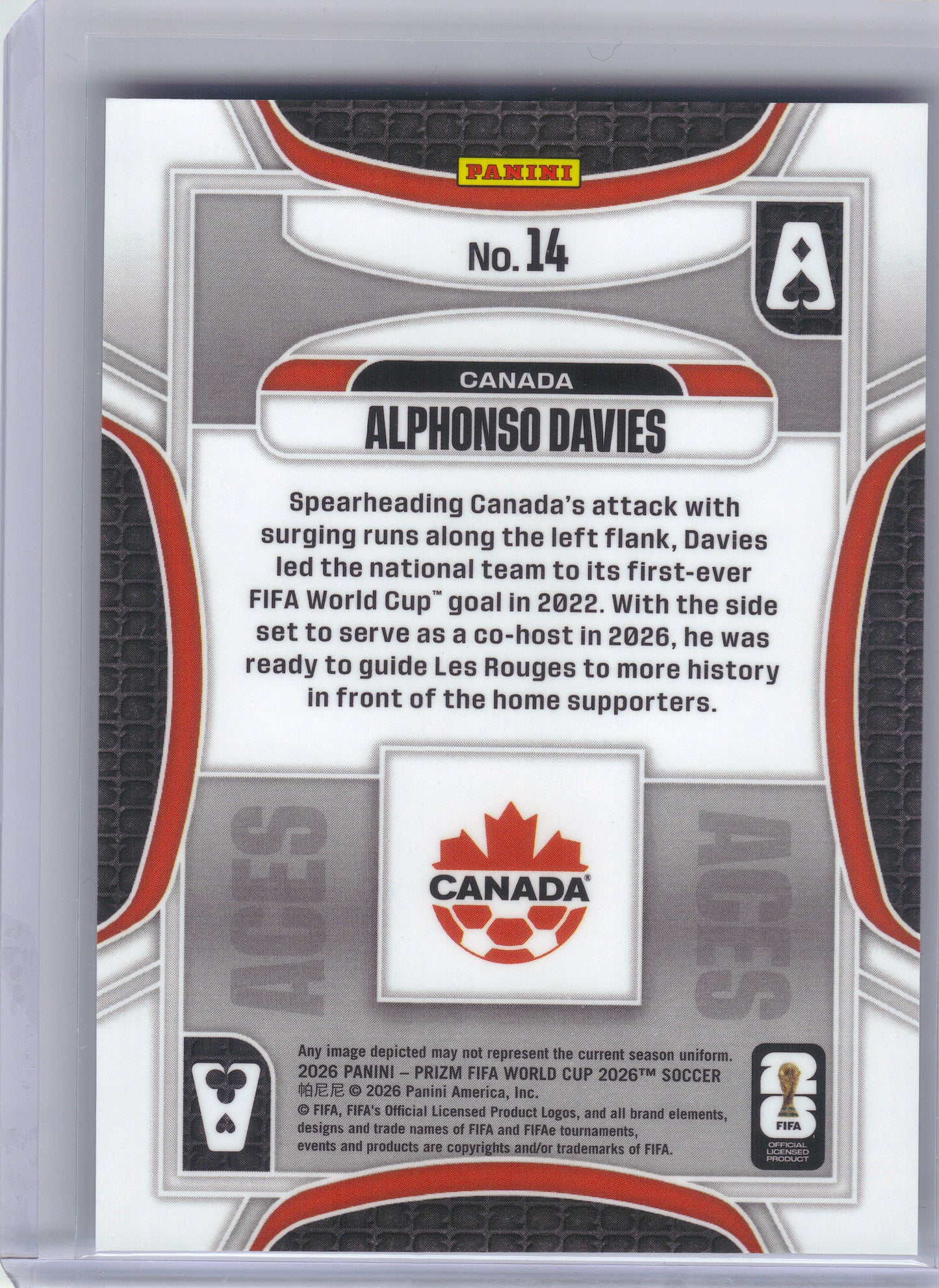 2026 Panini Prizm FIFA World Cup #14 Alphonso Davies Aces Canada