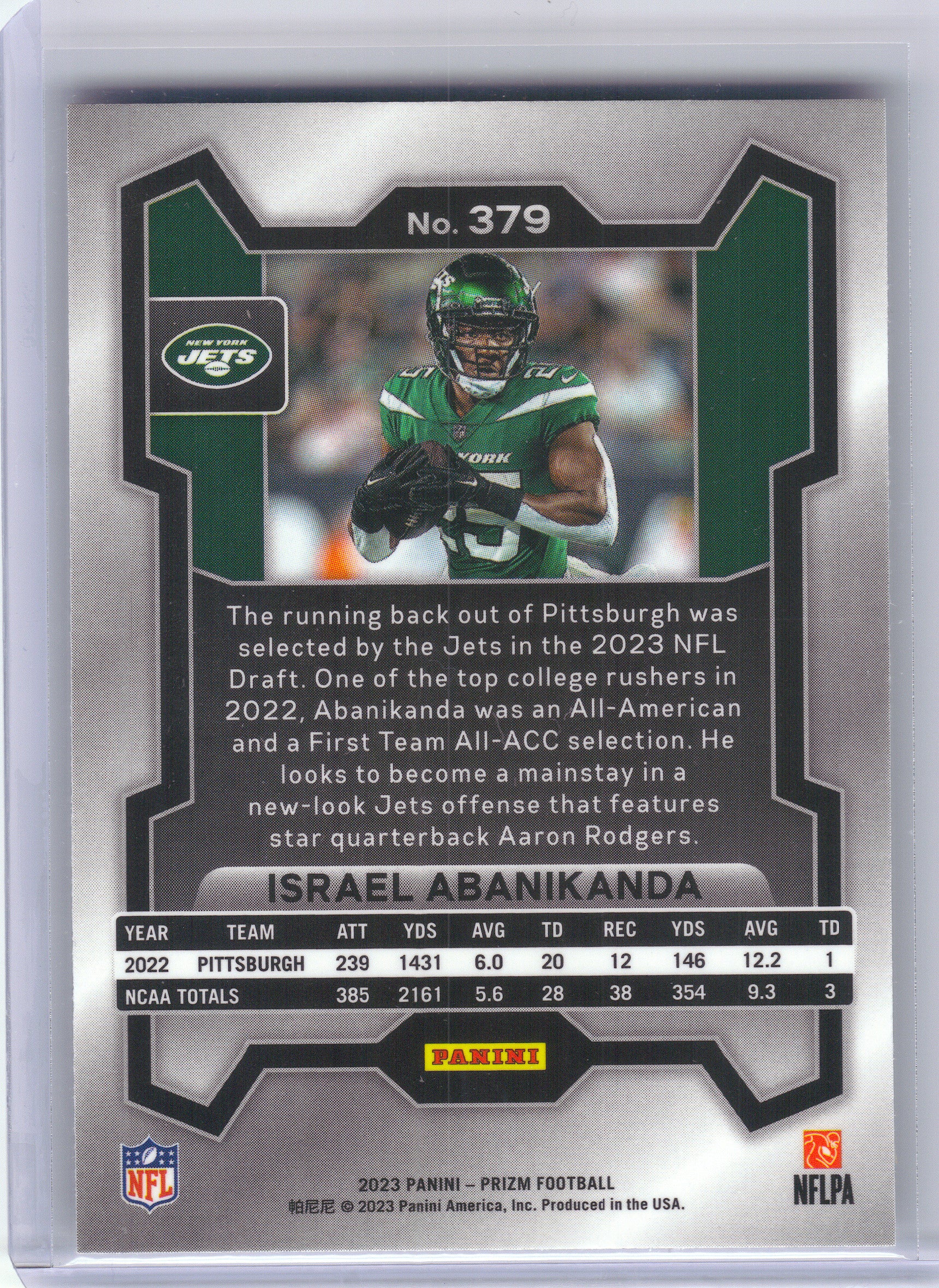2023 Panini Prizm #379 Israel Abanikanda New York Jets Rookie