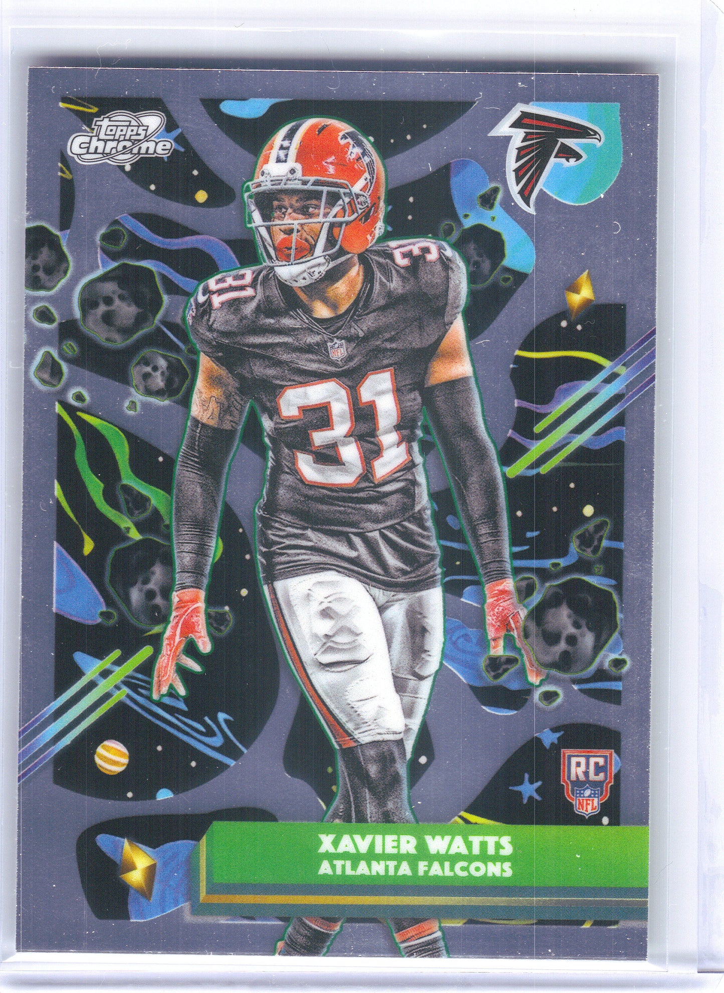 2025 Topps Chrome Cosmic #106 Xavier Watts Atlanta Falcons Rookie