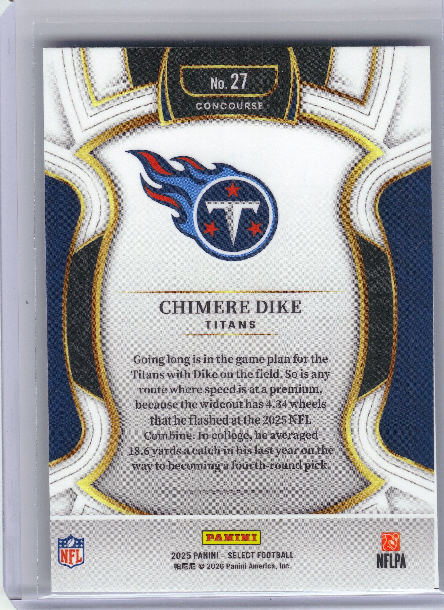 2025 Panini Select #27 Chimere Dike Silver Prizm Shock Tennessee Titans