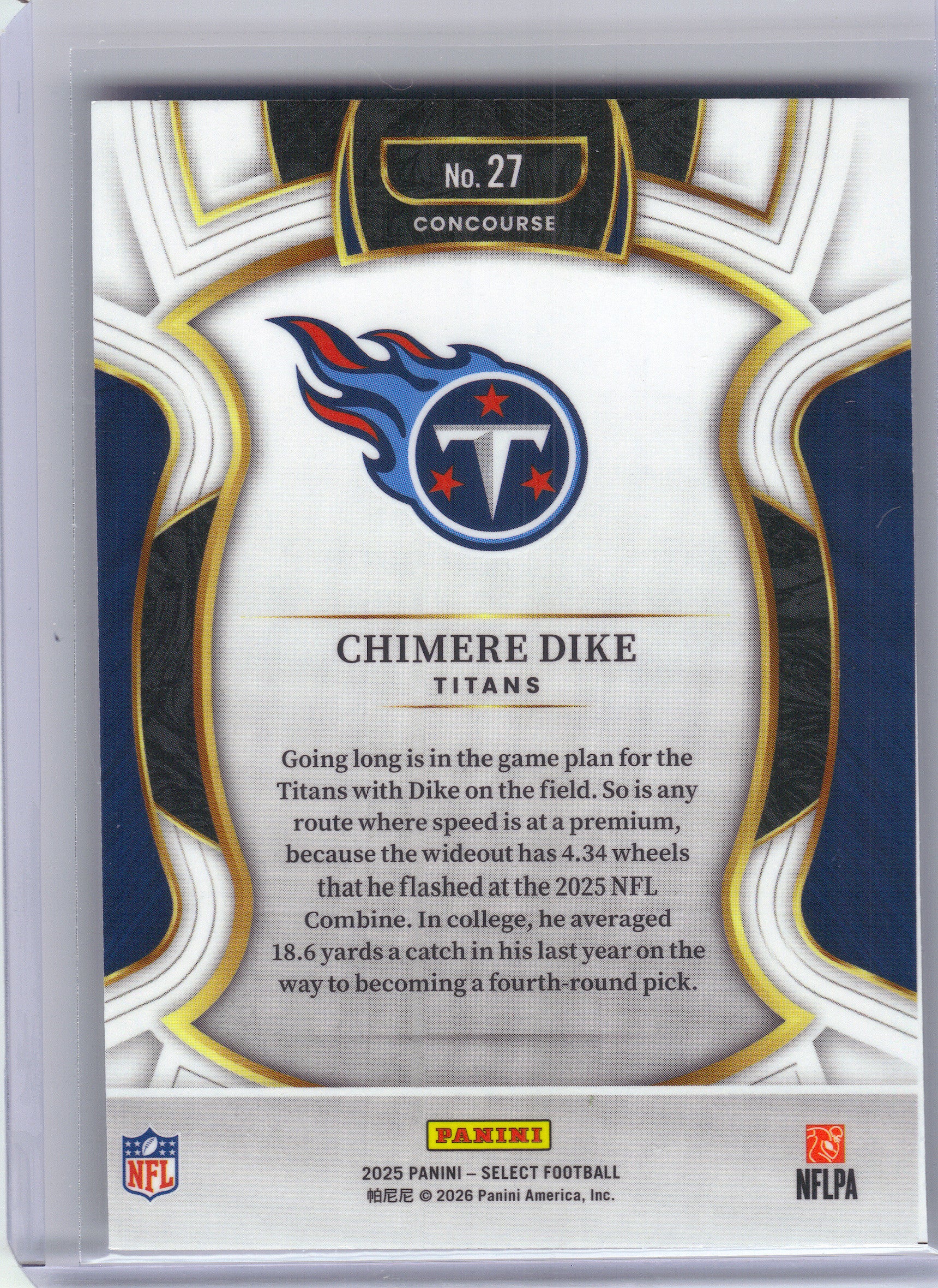 2025 Panini Select #27 Chimere Dike Silver Prizm Shock Tennessee Titans