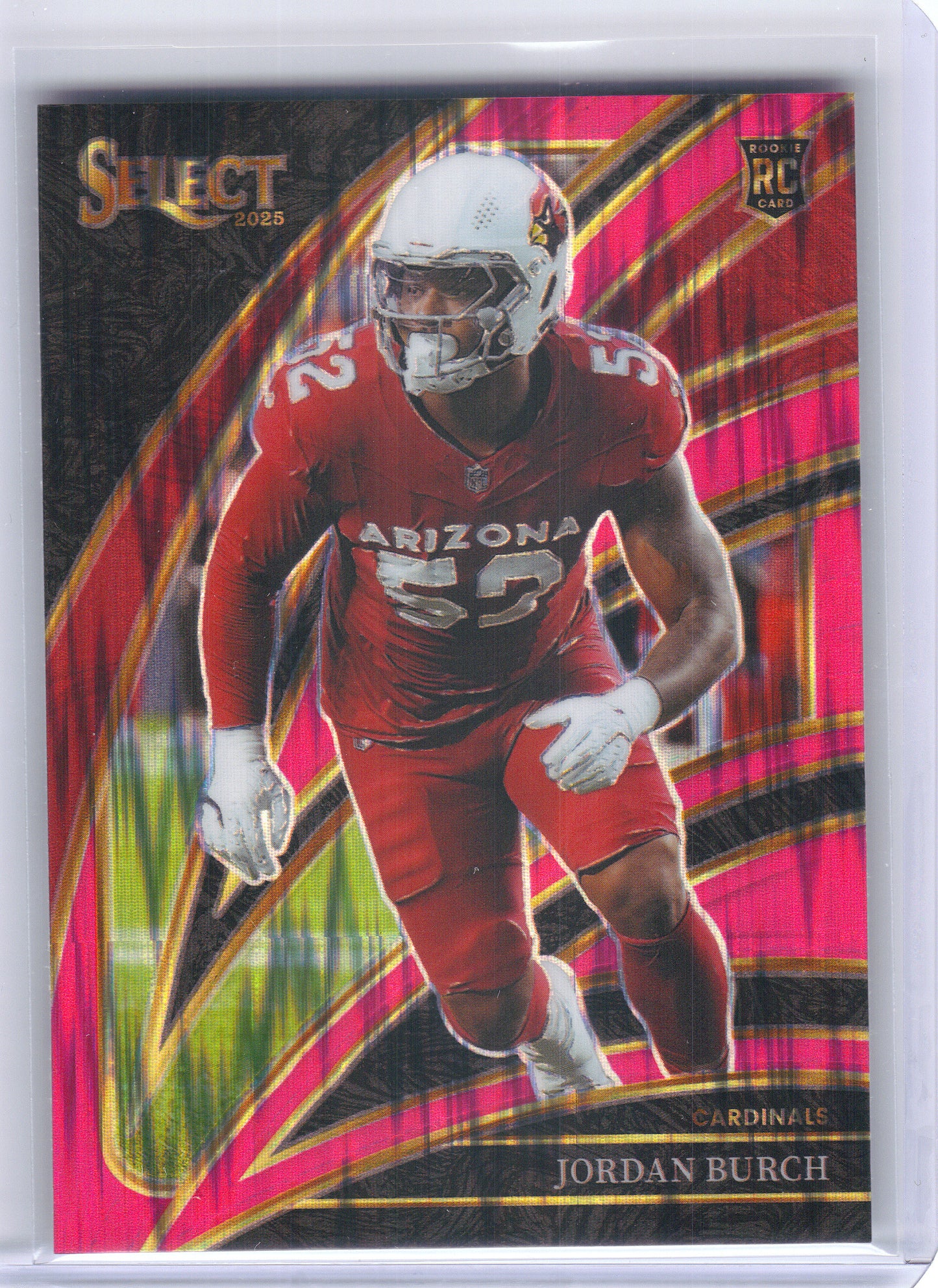2025 Panini Select #223 Jordan Burch Pink Prizm Shock Arizona Cardinals