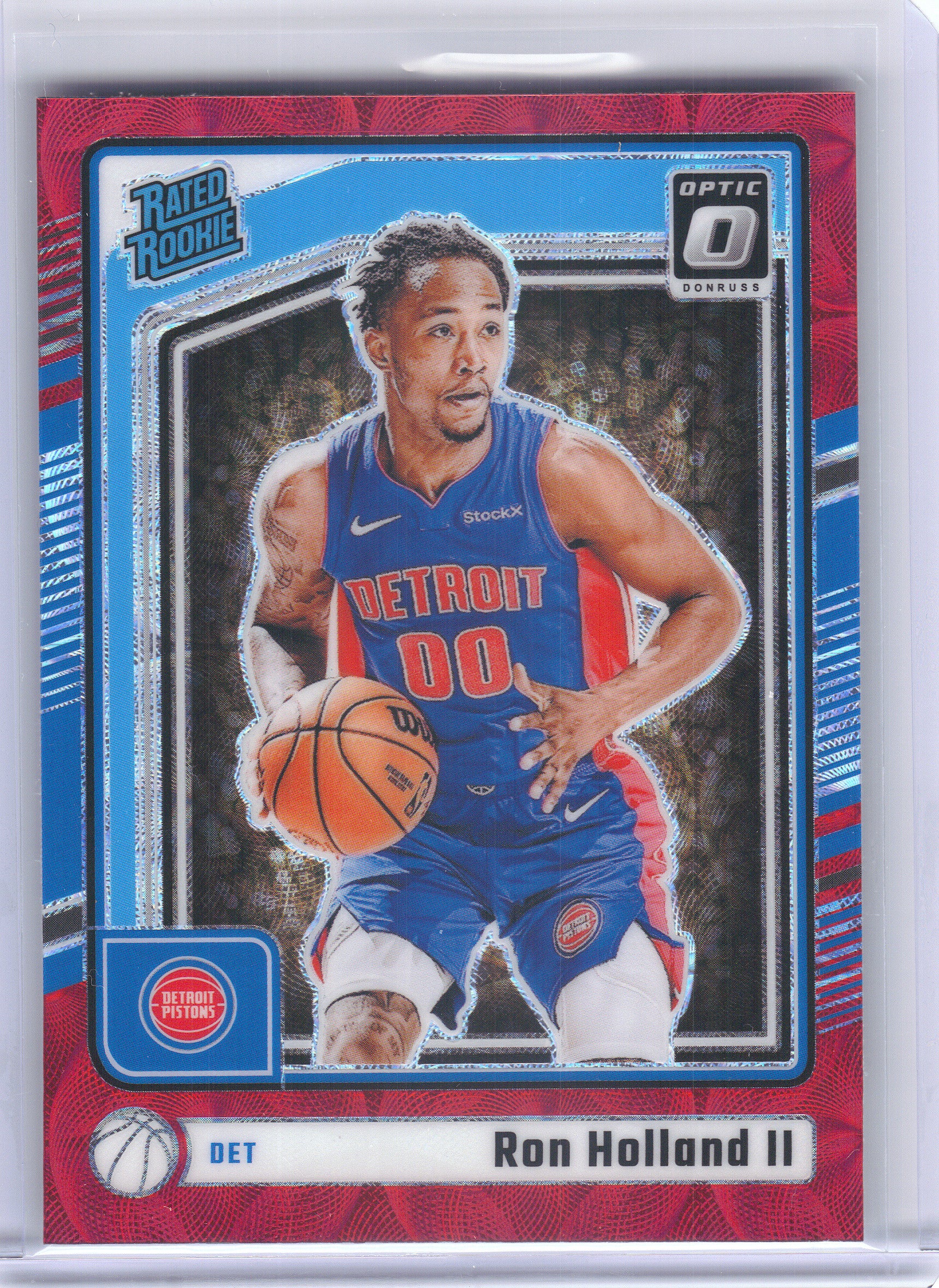 2024-25 Donruss Optic #291 Ron Holland II Red International Detroit Pistons Rookie
