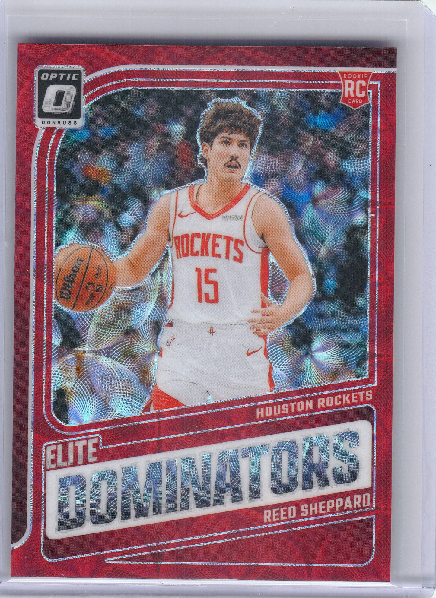 2024-25 Donruss Optic #5 Reed Sheppard Elite Dominators Red International Houston Rockets