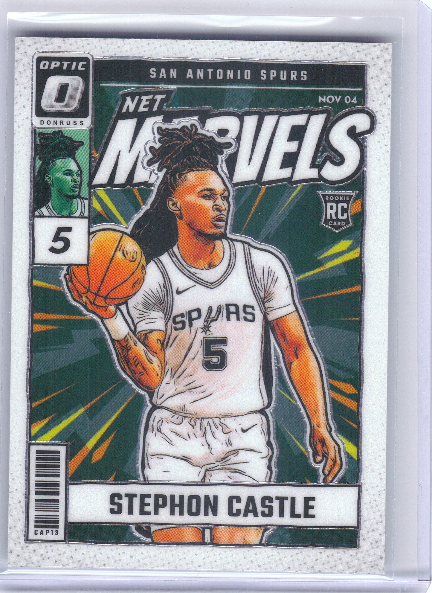 2024-25 Donruss Optic #12 Stephon Castle Net Marvels San Antonio Spurs