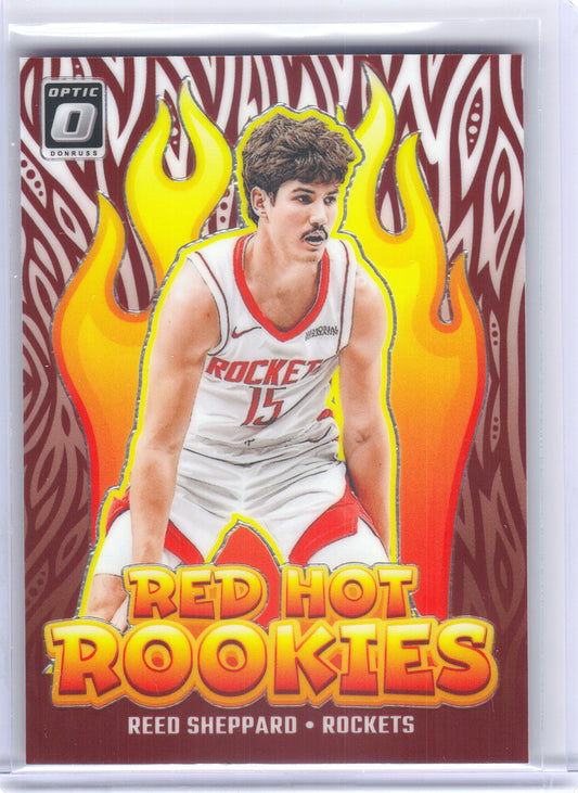 2024-25 Donruss Optic #3 Reed Sheppard Red Hot Rookies Houston Rockets