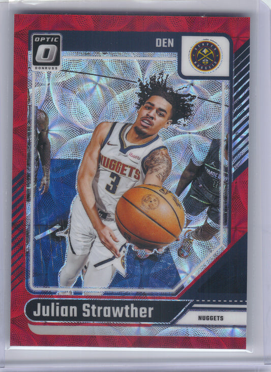 2024-25 Donruss Optic #29 Julian Strawther Red International Denver Nuggets