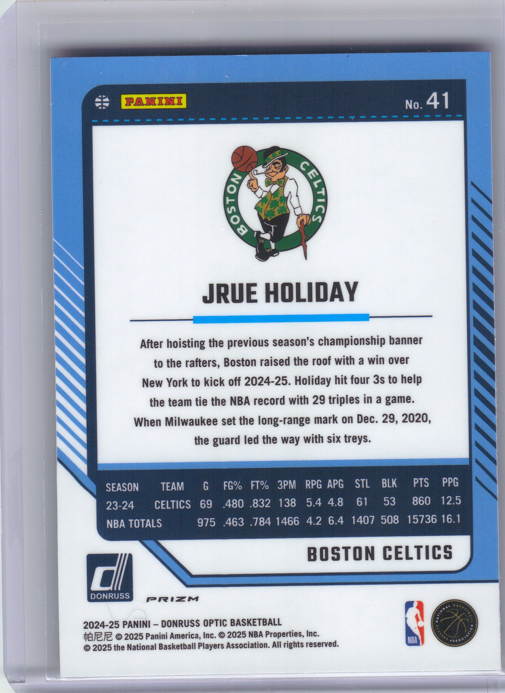 2024-25 Donruss Optic #41 Jrue Holiday Red International Boston Celtics