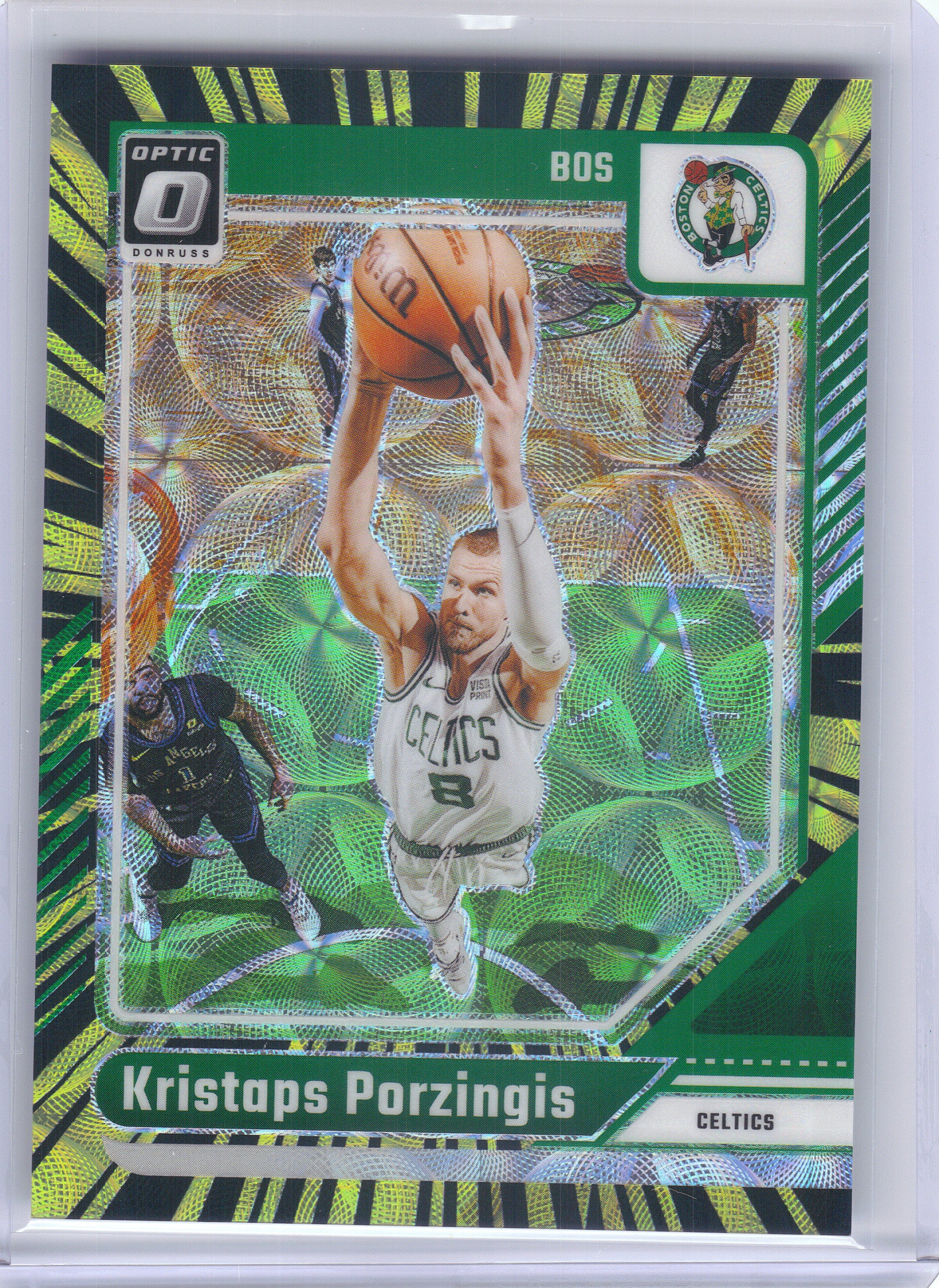 2024-25 Donruss Optic #94 Kristaps Porzingis Electricity International #/75 Boston Celtics SN