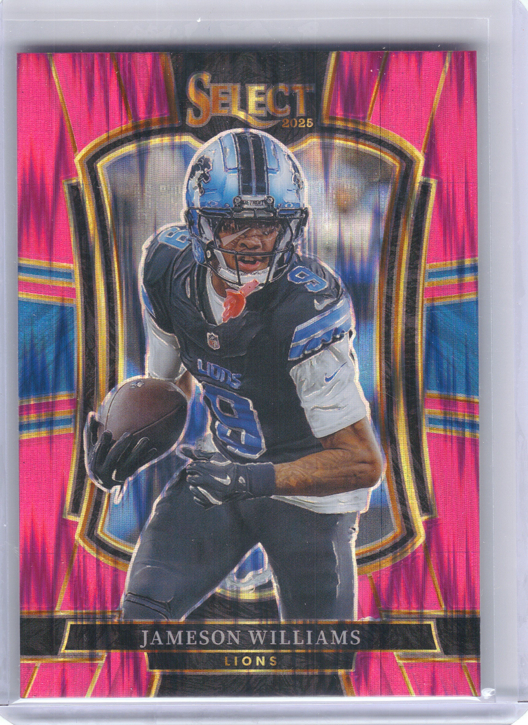2025 Panini Select #171 Jameson Williams Pink Prizm Shock Detroit Lions