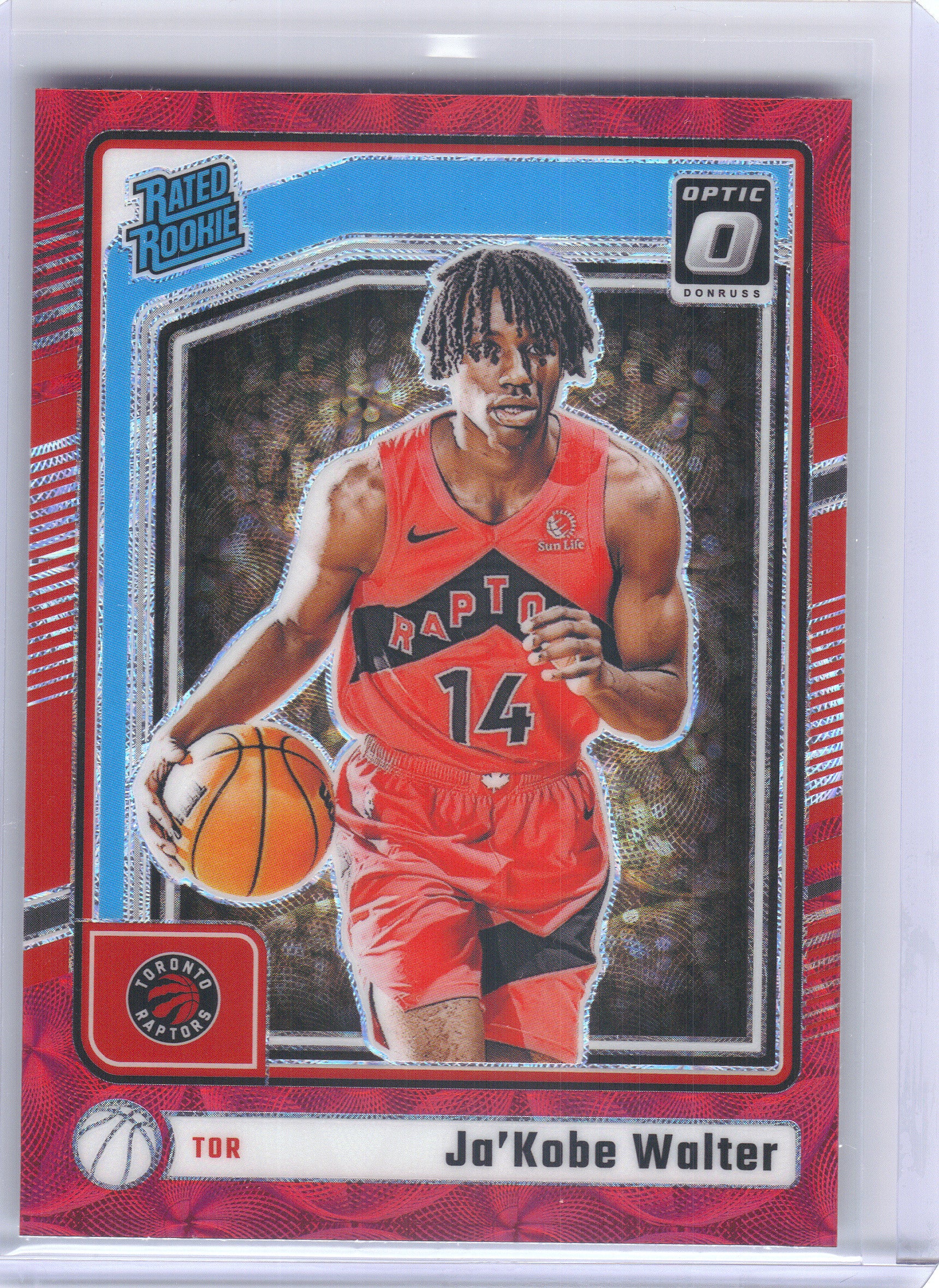 2024-25 Donruss Optic #283 Ja'Kobe Walter Red International Toronto Raptors Rookie
