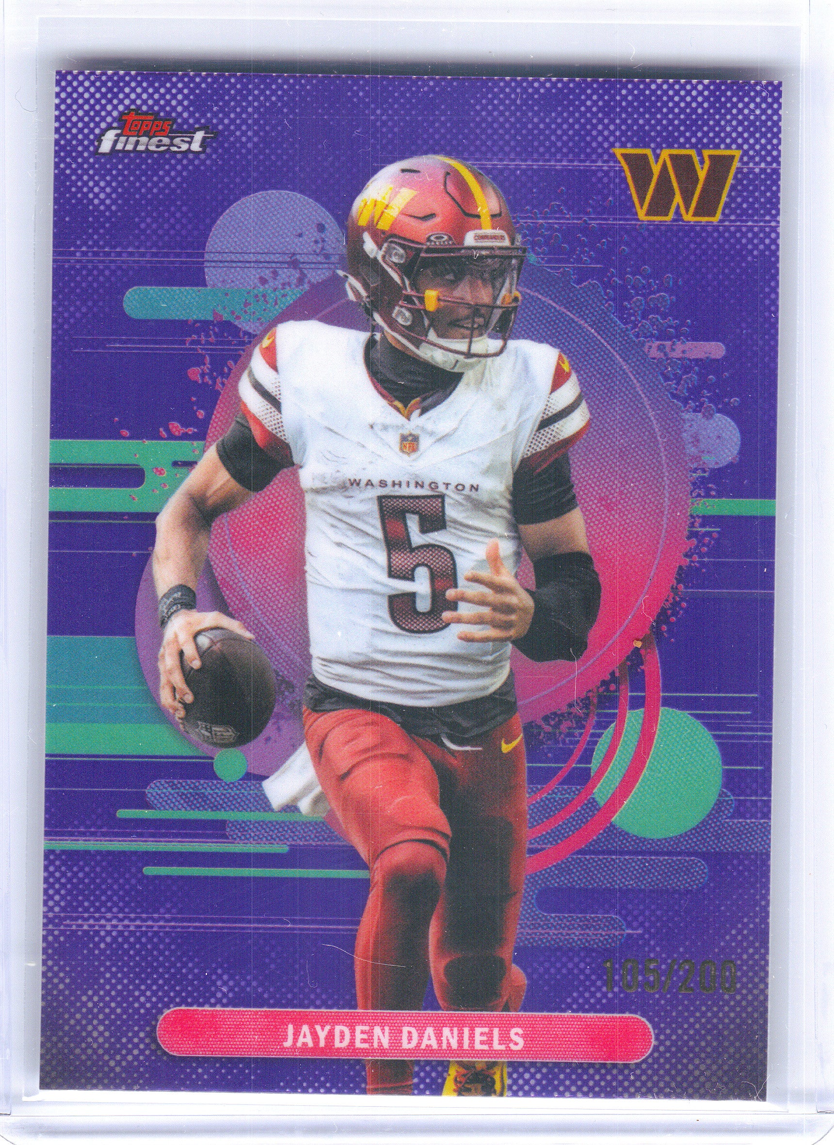 2025 Finest #149 Jayden Daniels Purple Refractor #/200 Washington Commanders SN