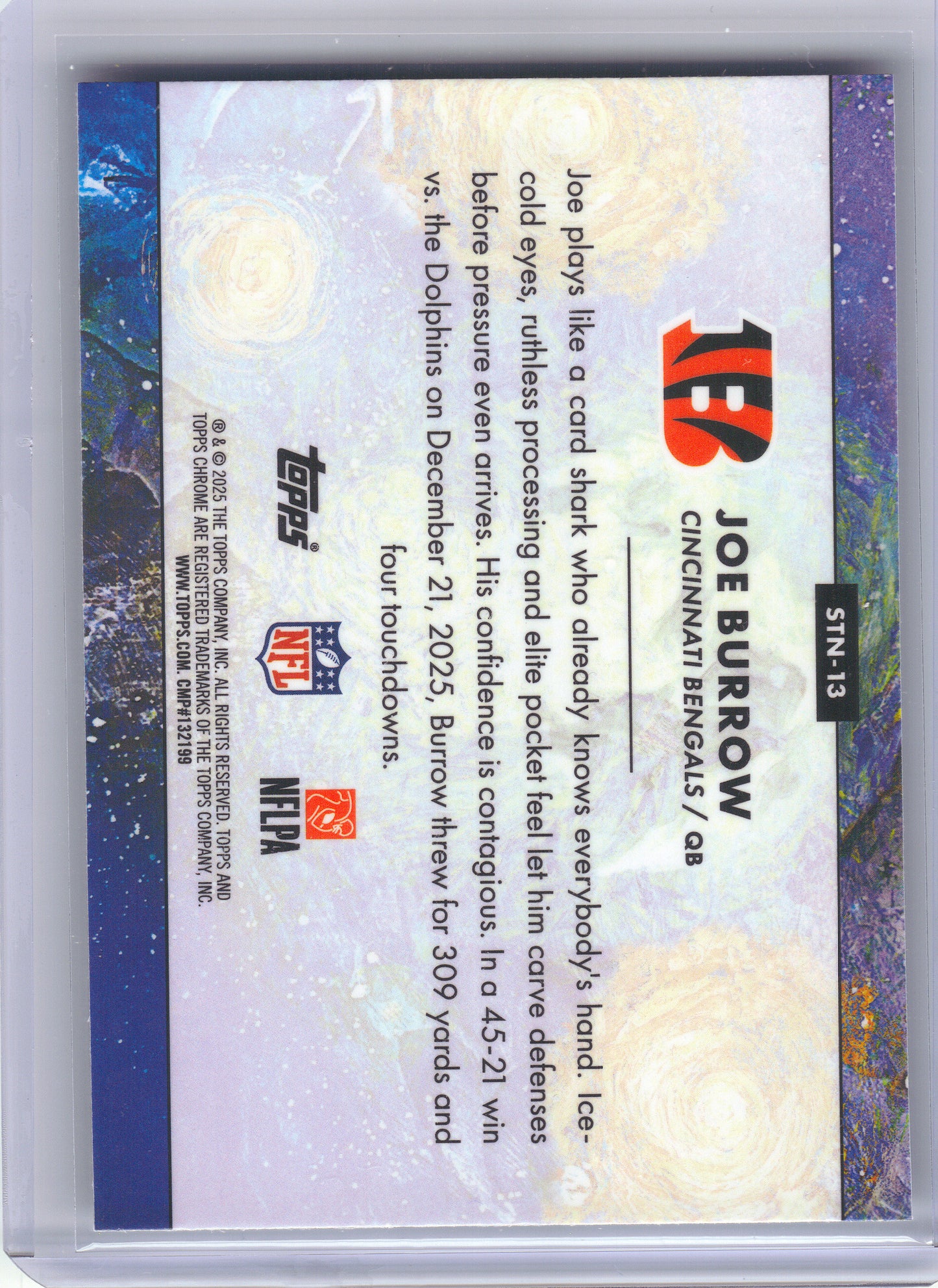 2025 Topps Chrome Cosmic #STN-13 Joe Burrow Stars in the Night Cincinnati Bengals