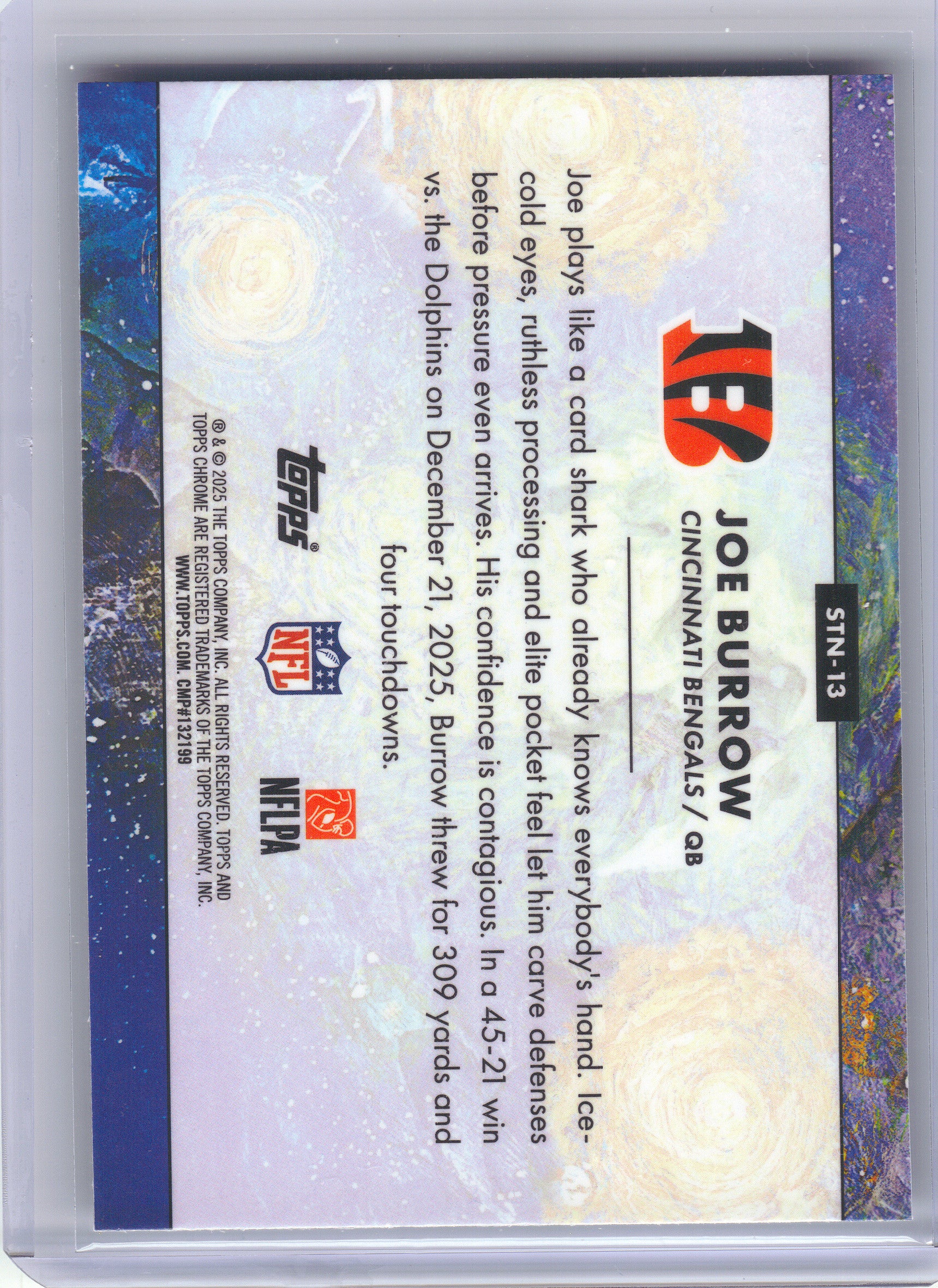 2025 Topps Chrome Cosmic #STN-13 Joe Burrow Stars in the Night Cincinnati Bengals