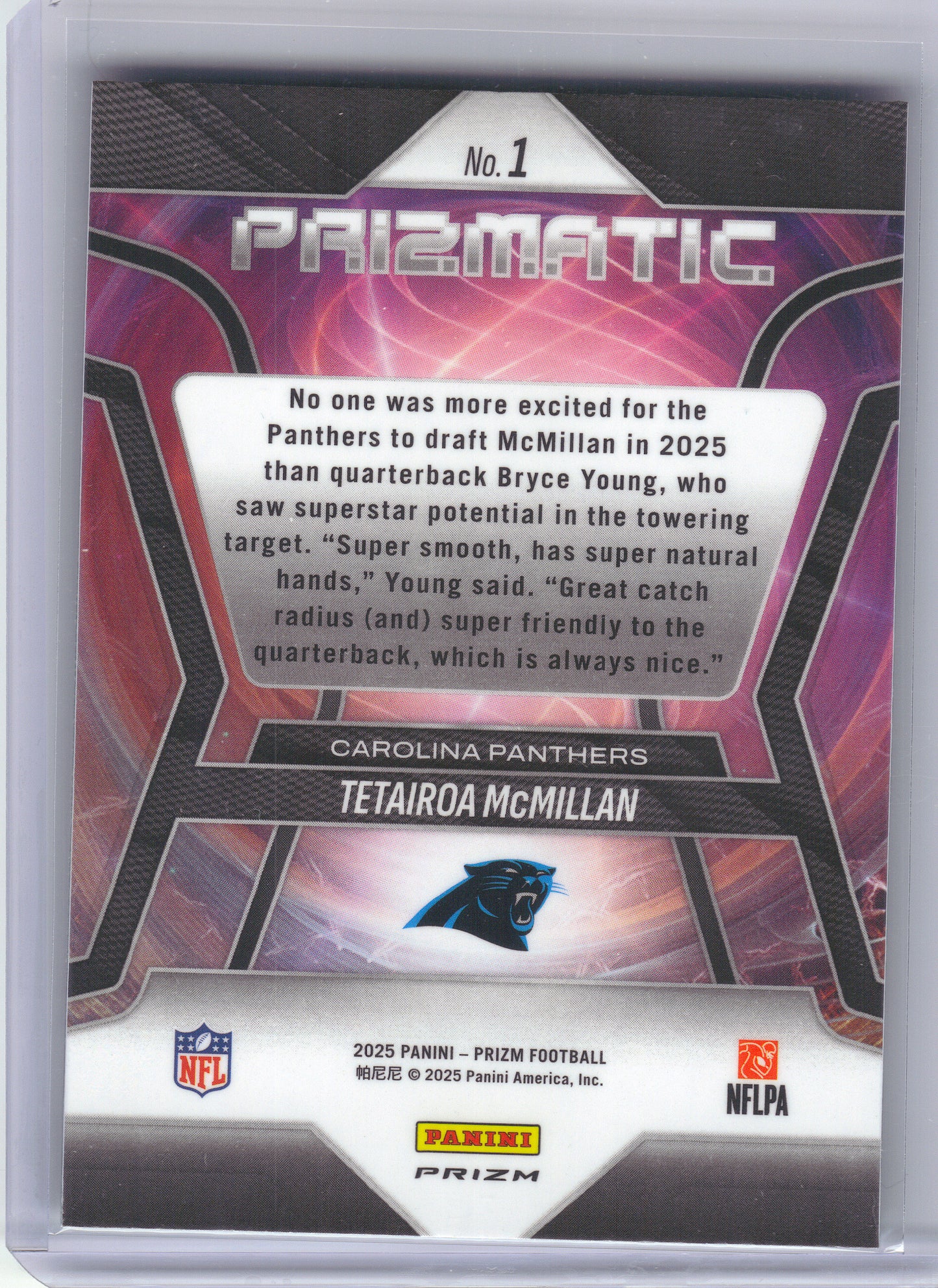 2025 Panini Prizm #1 Tetairoa McMillan Prizmatic Green Ice Carolina Panthers