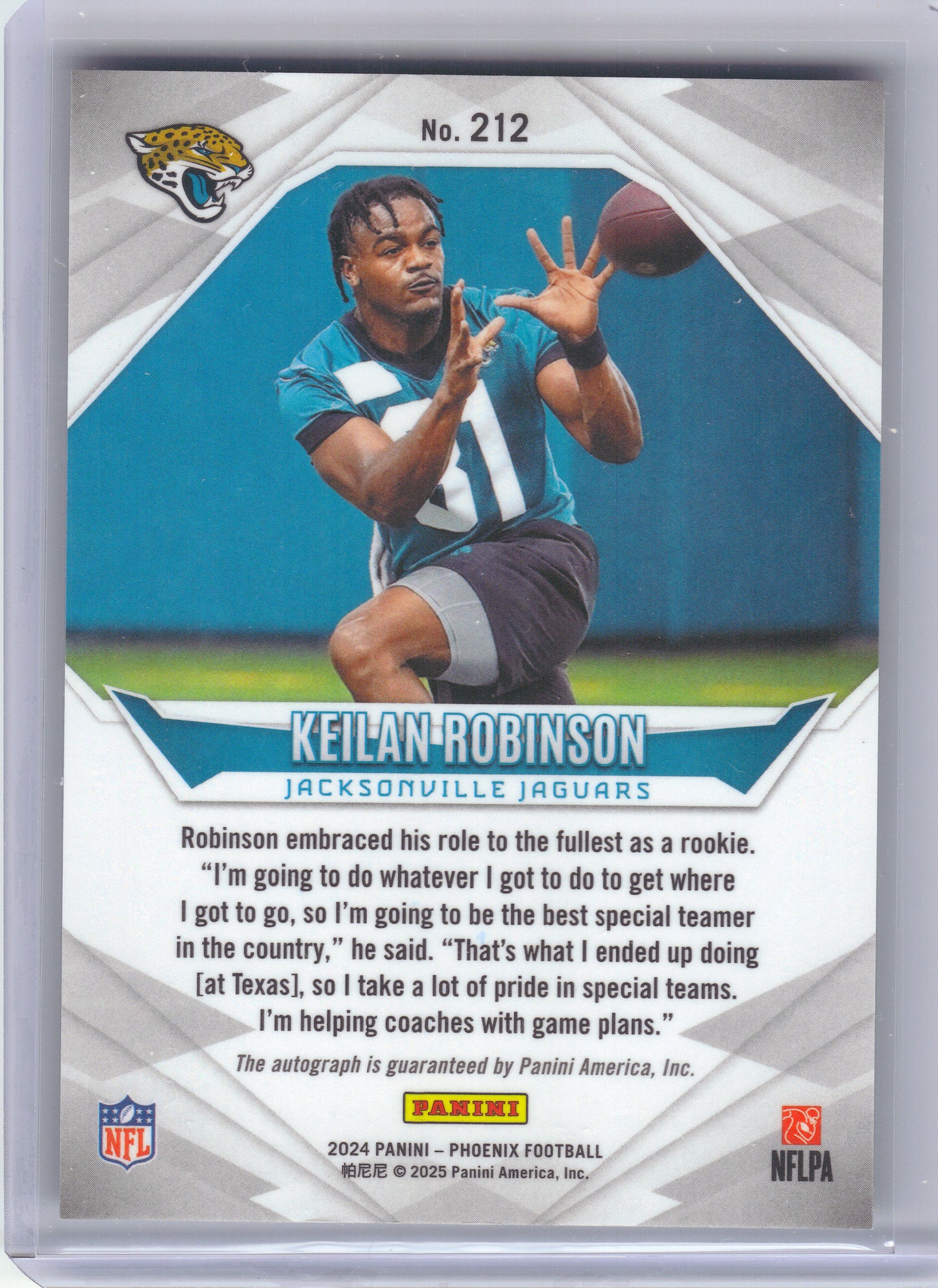 2024 Panini Phoenix #212 Keilan Robinson Pandora Jacksonville Jaguars SN, Rookie, Auto
