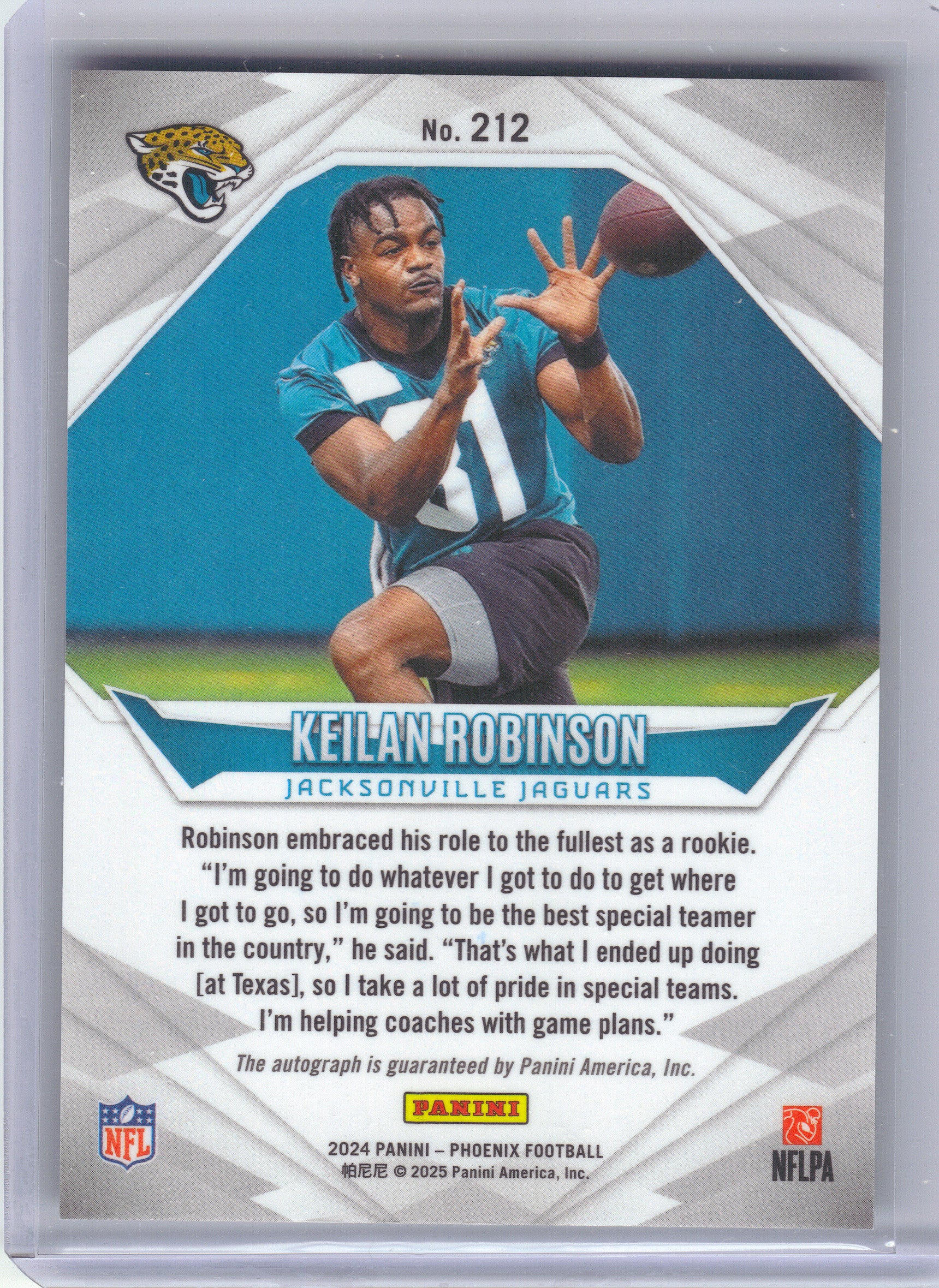 2024 Panini Phoenix #212 Keilan Robinson Pandora Jacksonville Jaguars SN, Rookie, Auto