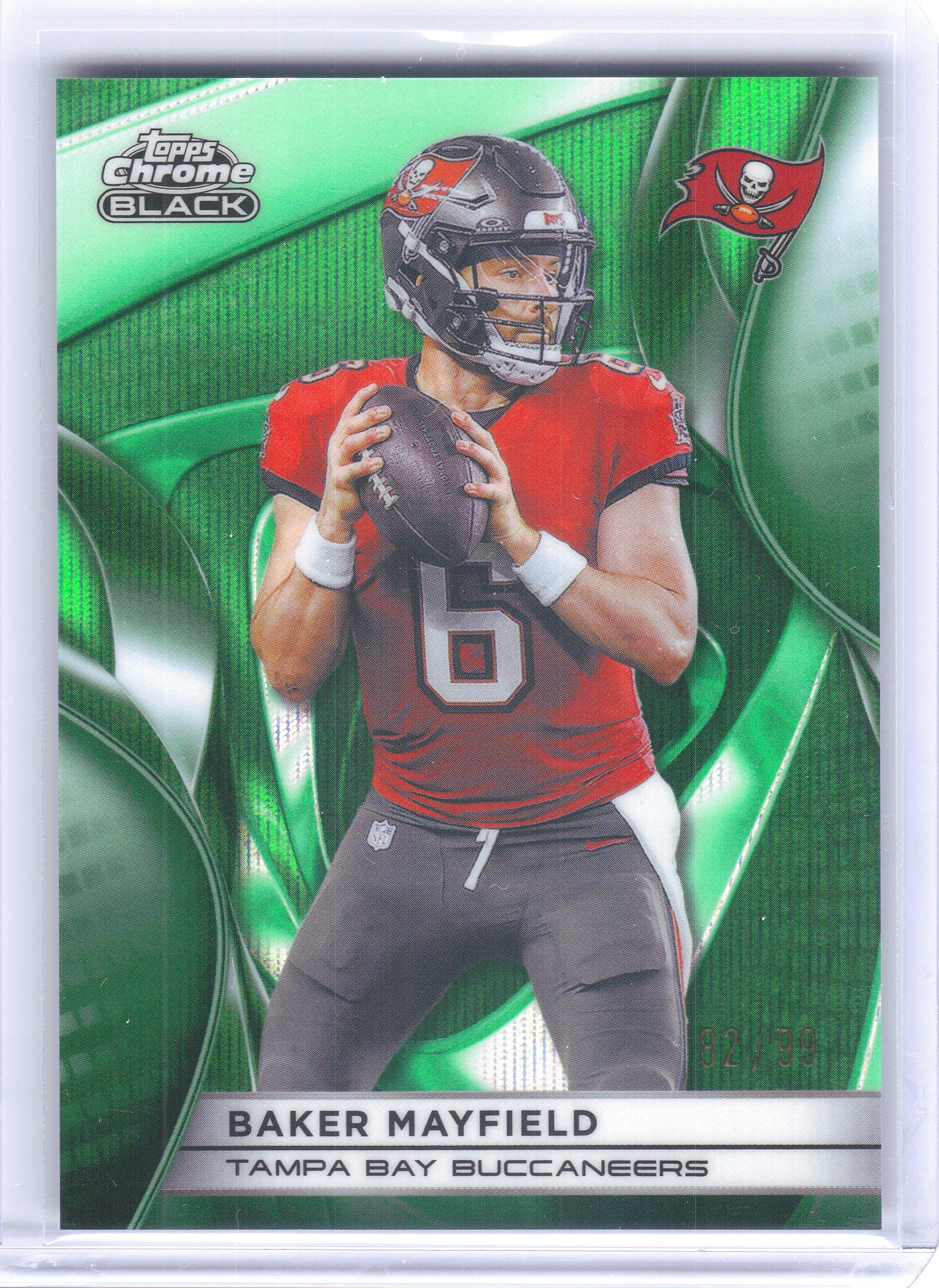 2025 Topps Chrome Black #95 Baker Mayfield Green Refractor /99 Tampa Bay Buccaneers
