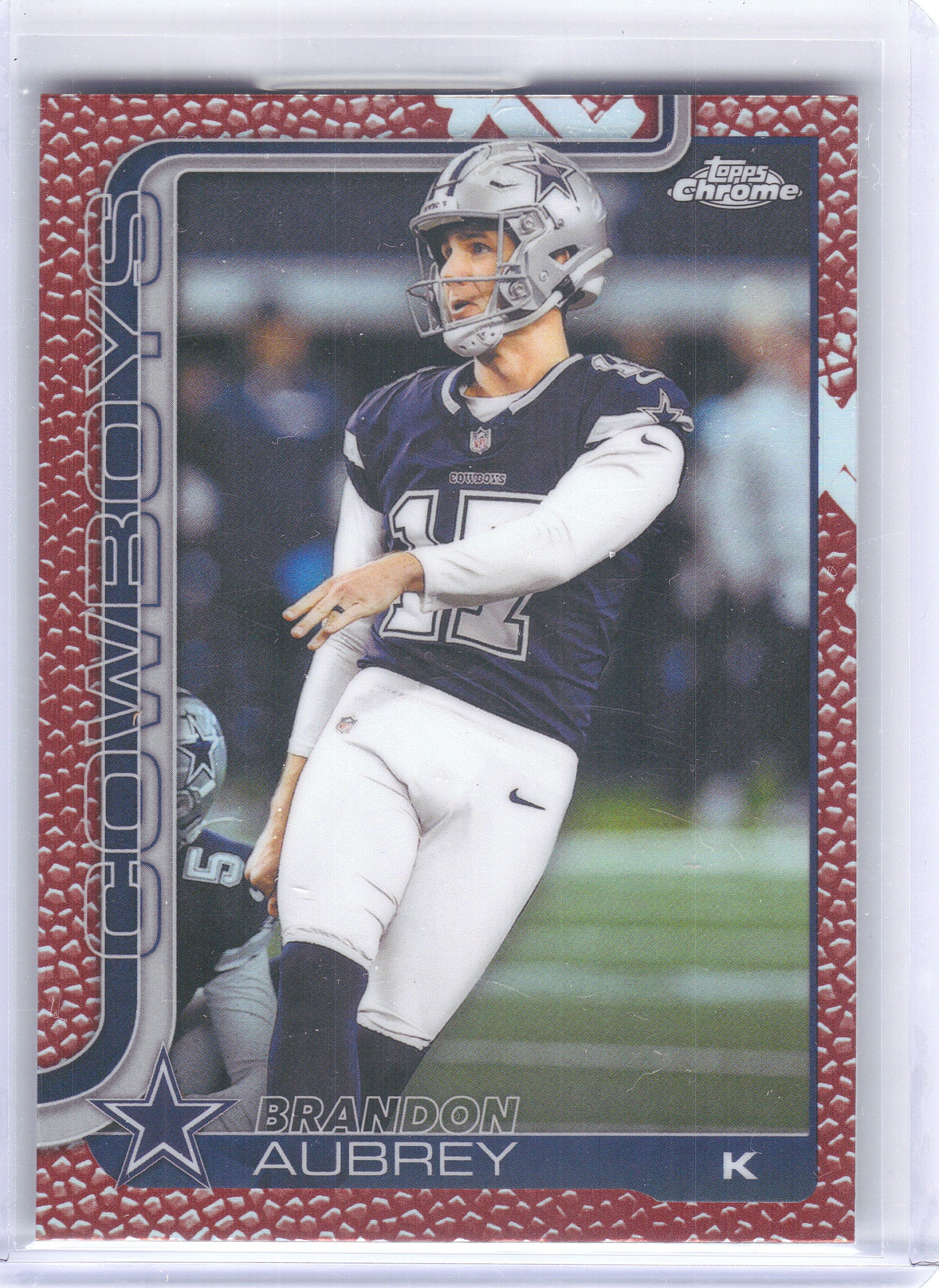 2025 Topps Chrome #81 Brandon Aubrey Football Leather Refractor Dallas Cowboys