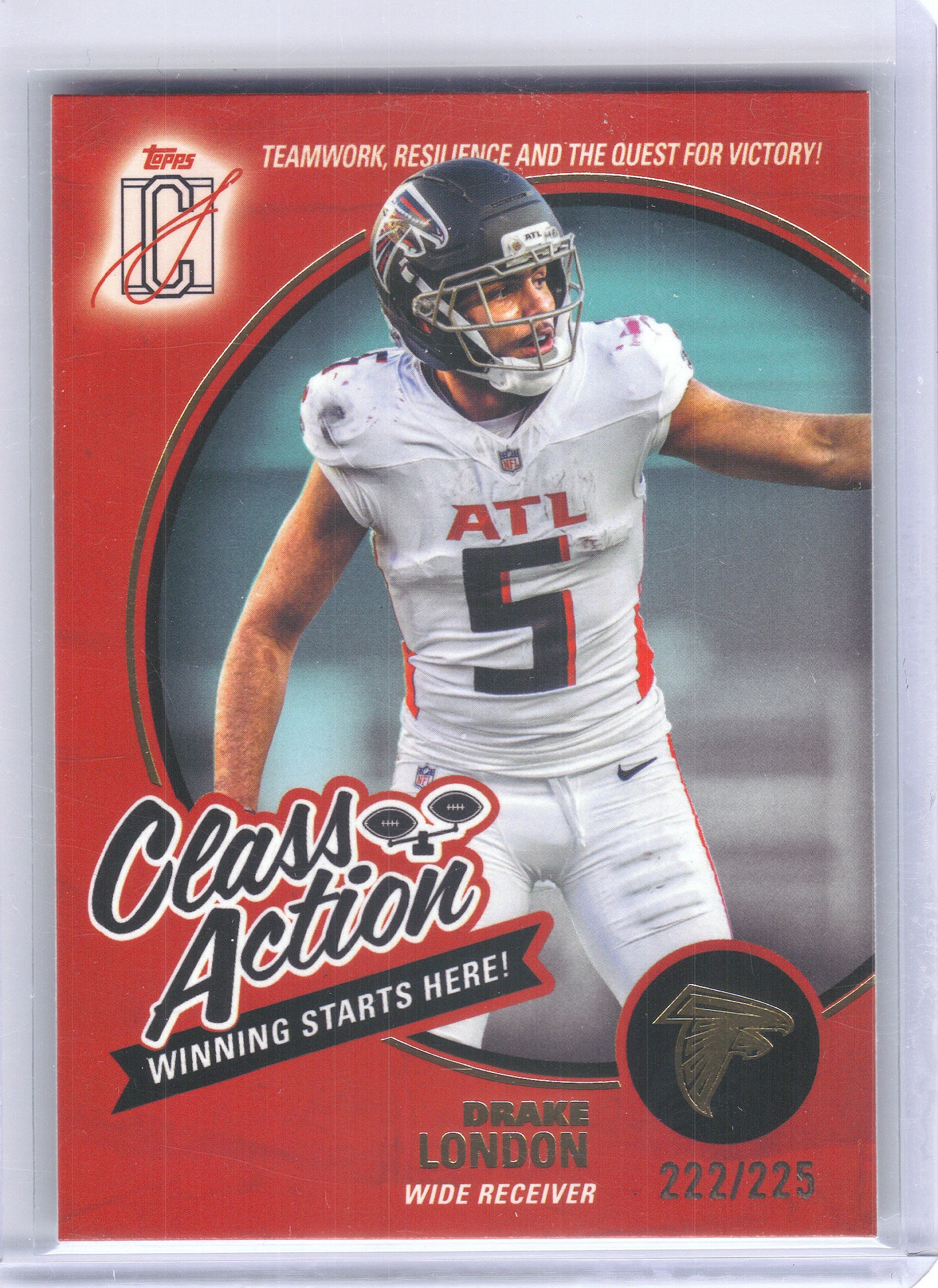 2025 Topps Signature Class #CA-2 Drake London Class Action Teal #/225 Atlanta Falcons SN