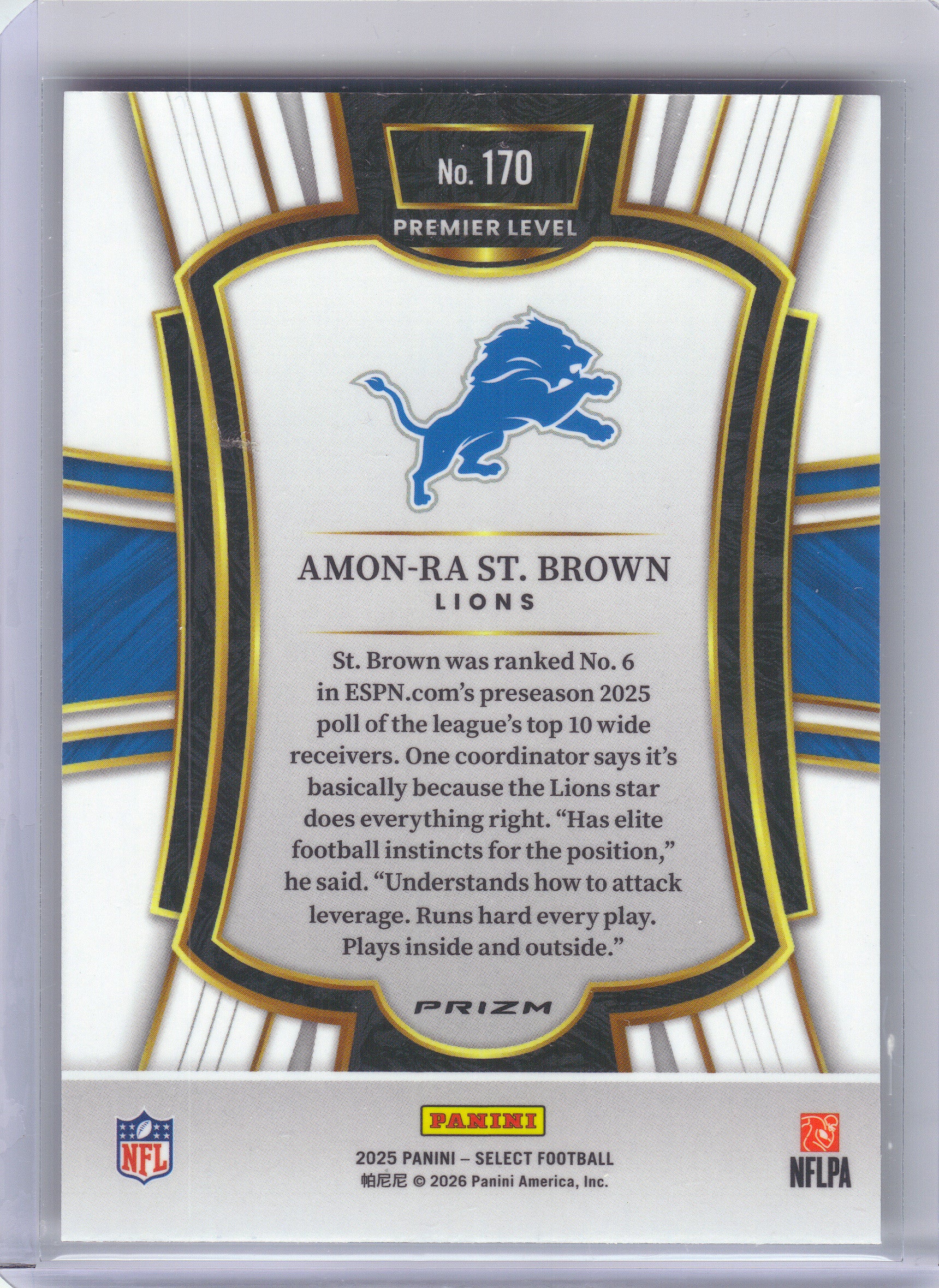 2025 Panini Select #170 Amon-Ra St. Brown Black and Red Prizm Shock Detroit Lions
