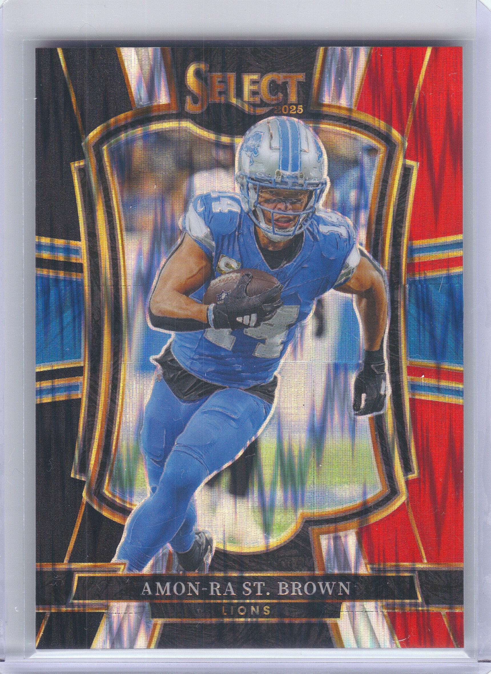 2025 Panini Select #170 Amon-Ra St. Brown Black and Red Prizm Shock Detroit Lions