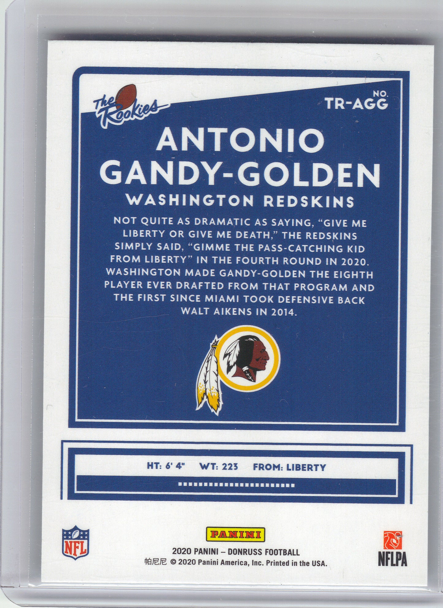 2020 Donruss - The Rookies #TR-AGG Antonio Gandy-Golden Washington Redskins
