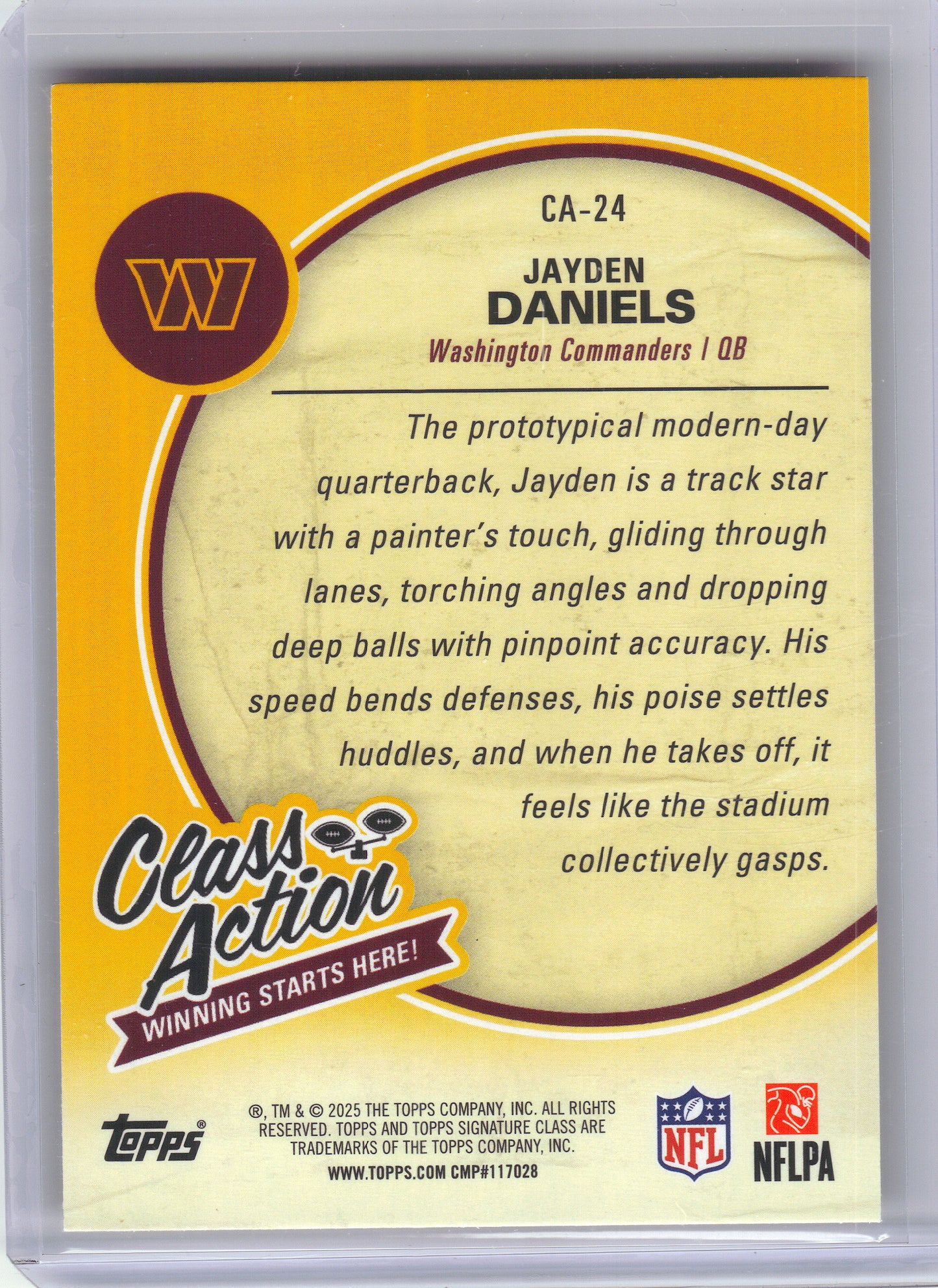 2025 Topps Signature Class #CA-24 Jayden Daniels Class Action Washington Commanders