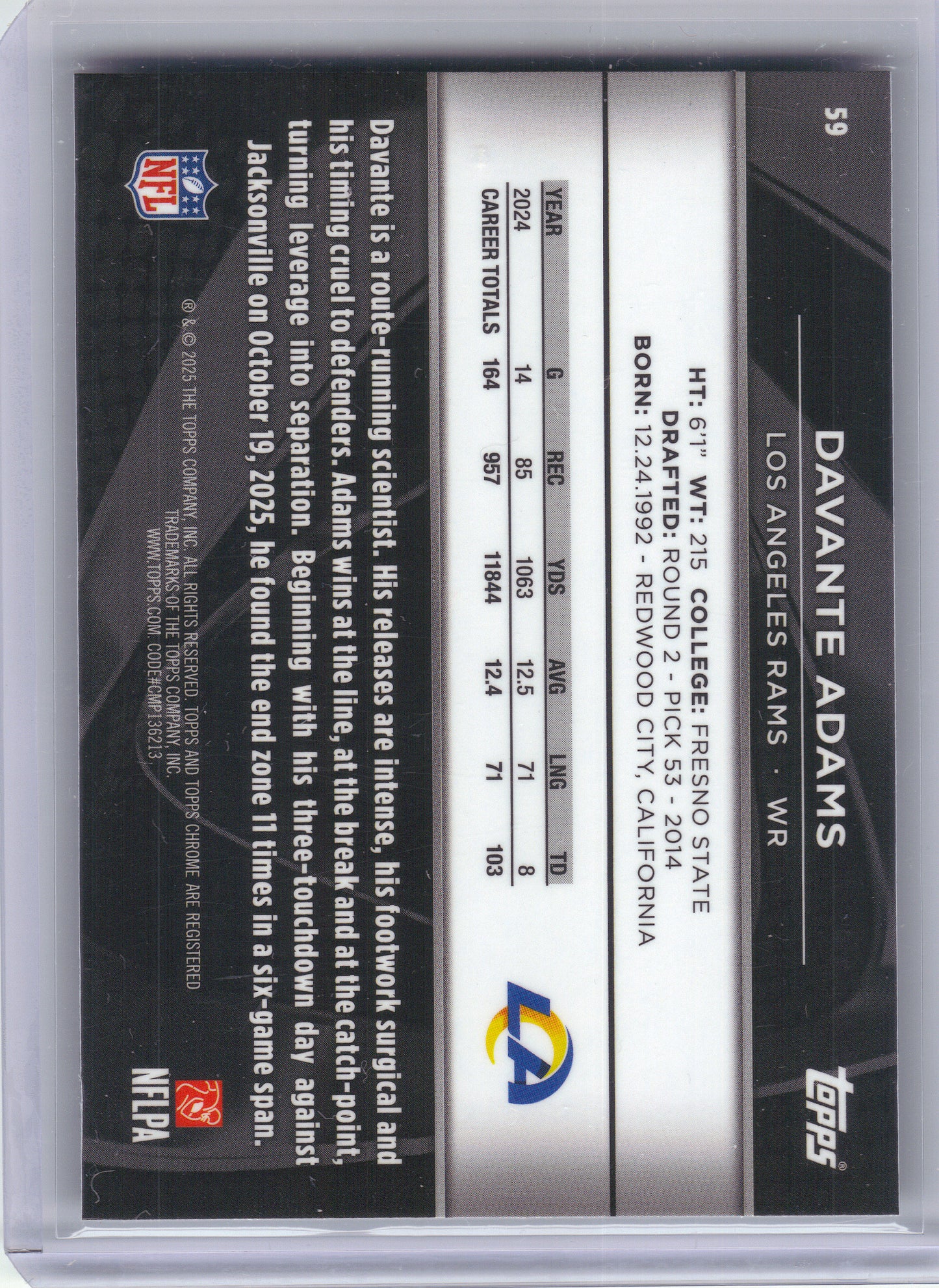 2025 Topps Chrome Black #59 Davante Adams Los Angeles Rams