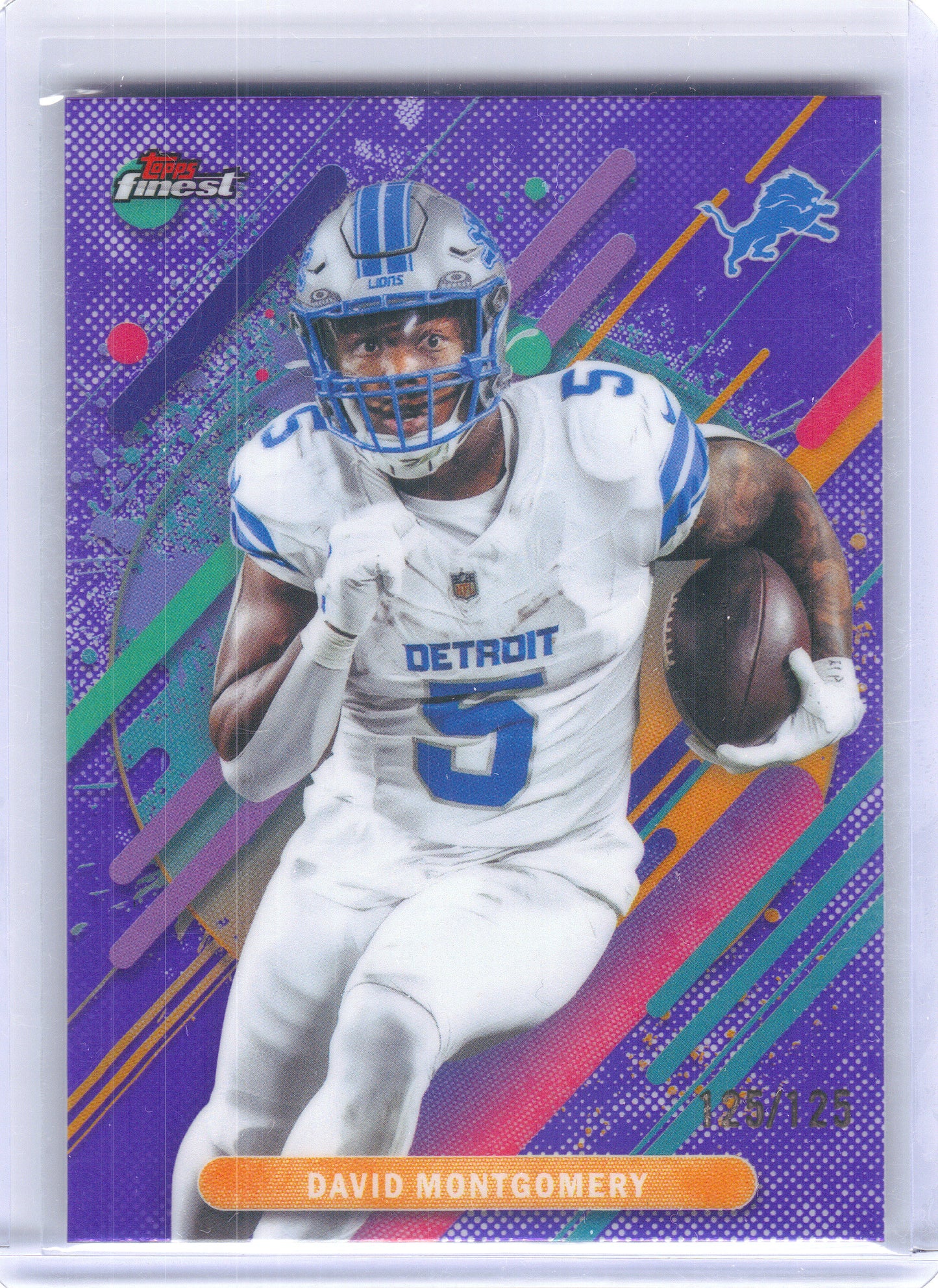 2025 Finest #252 David Montgomery Purple Refractor Bookend Detroit Lions SN