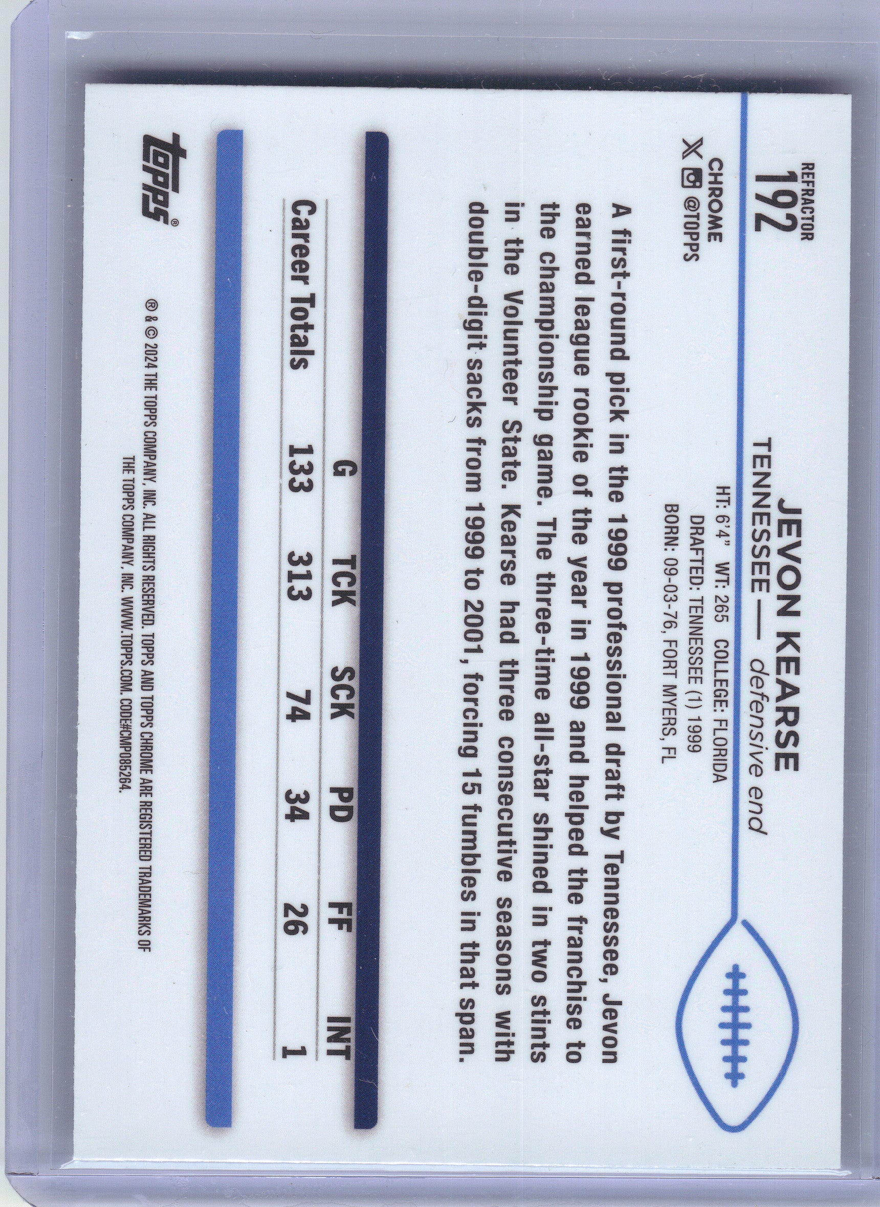 2024 Topps Chrome #192 Jevon Kearse Refractor Tennessee Titans
