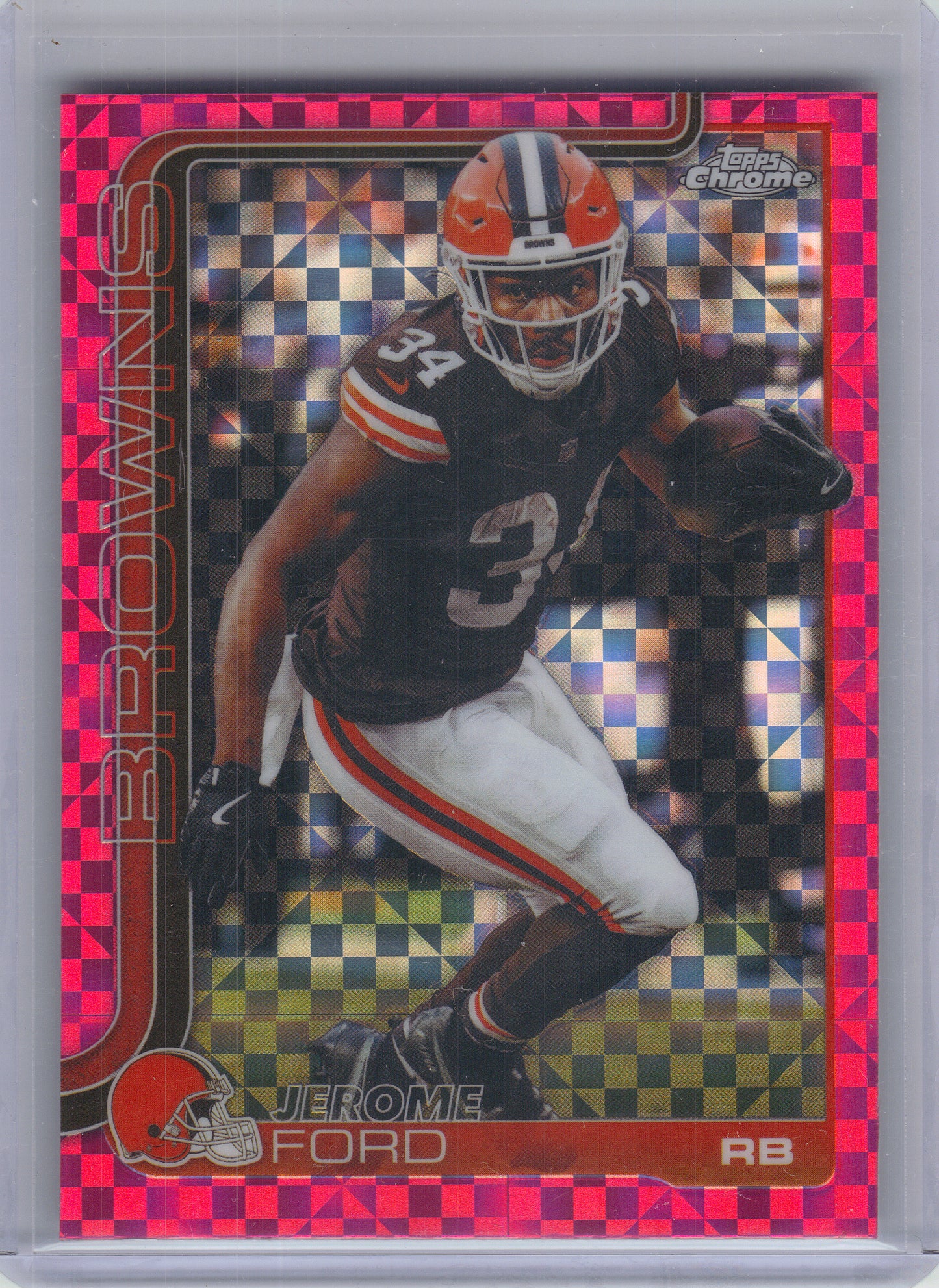 2025 Topps Chrome #71 Jerome Ford Hot Pink X-Fractor Cleveland Browns