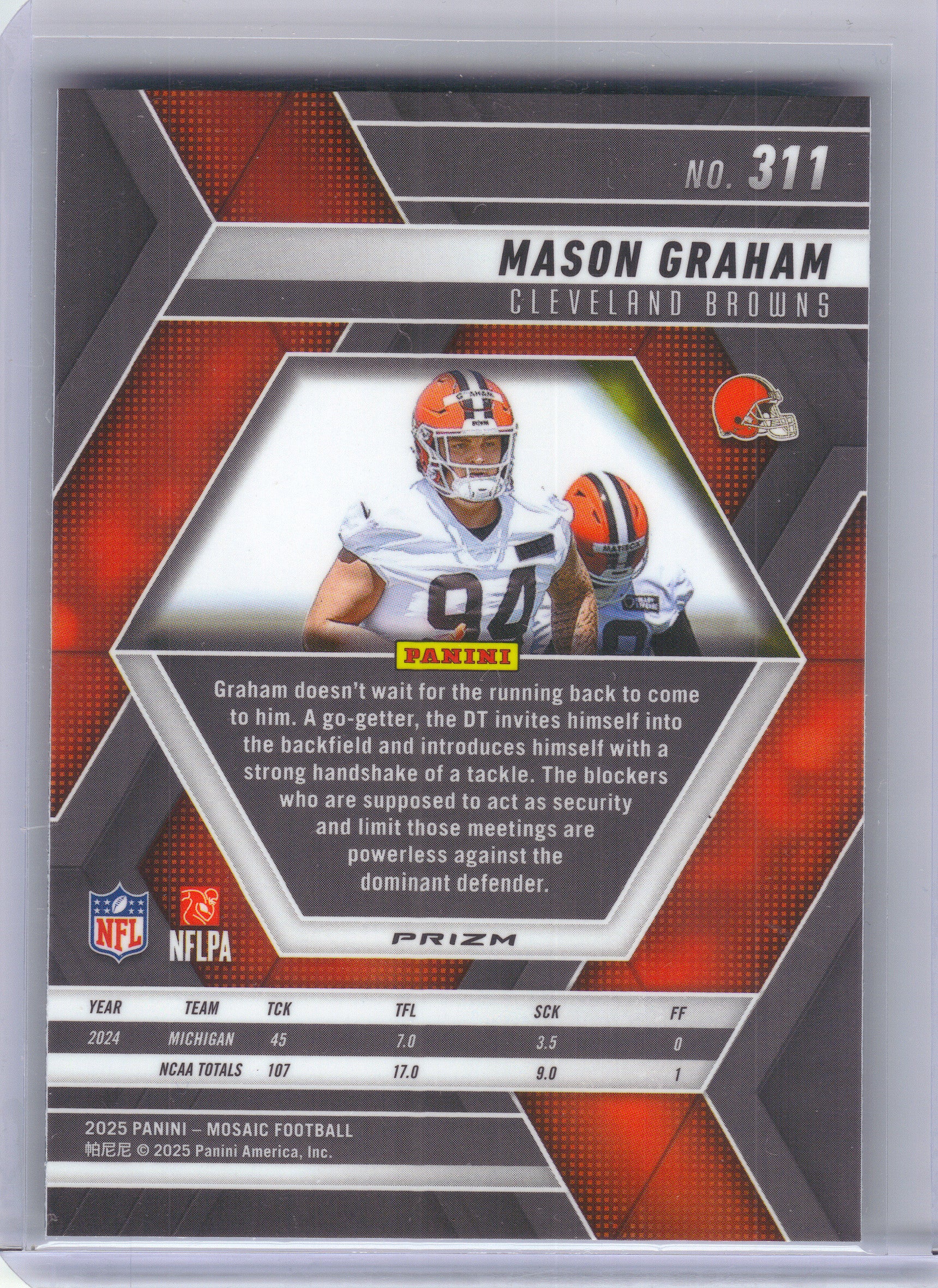 2025 Panini Mosaic #311 Mason Graham Mosaic Green Cleveland Browns Rookie
