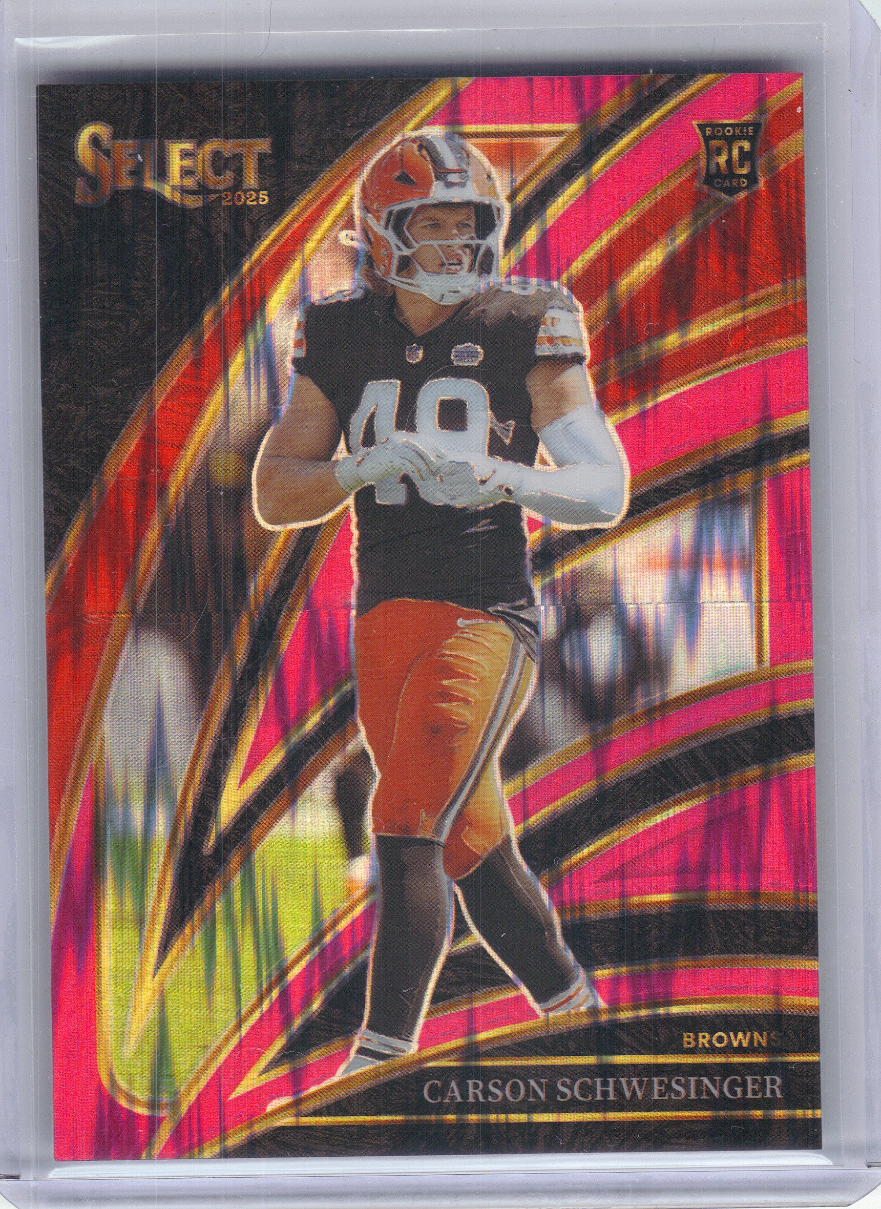 2025 Panini Select #254 Carson Schwesinger Pink Prizm Shock Cleveland Browns Rookie