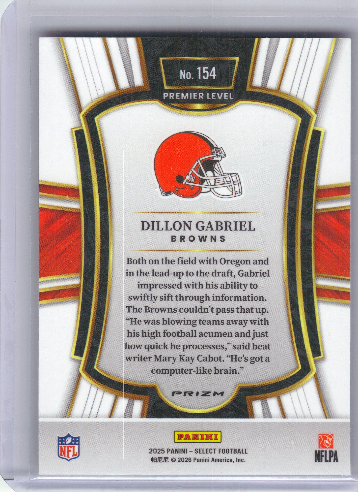 2025 Panini Select #154 Dillon Gabriel Pink Prizm Shock Cleveland Browns Rookie