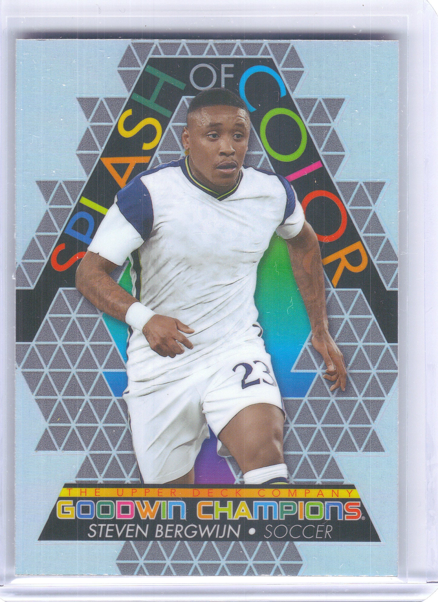 2022 Upper Deck Goodwin Champions #SCP9 Steven Bergwijn Splash of Color Platinum Rainbow