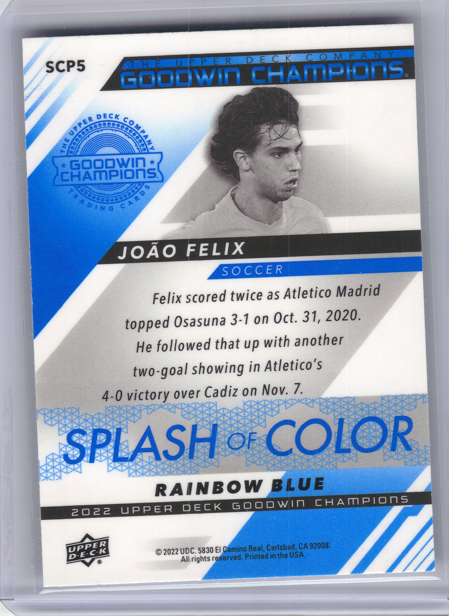 2022 Upper Deck Goodwin Champions #SCP5 Joao Felix Splash of Color Platinum Rainbow Blue