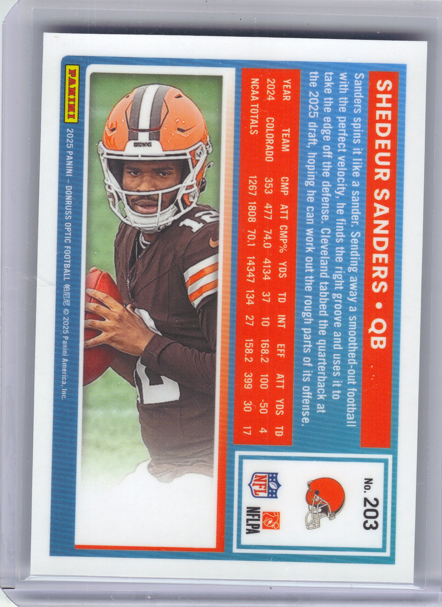 2025 Donruss Optic #203 Shedeur Sanders Cleveland Browns Rookie