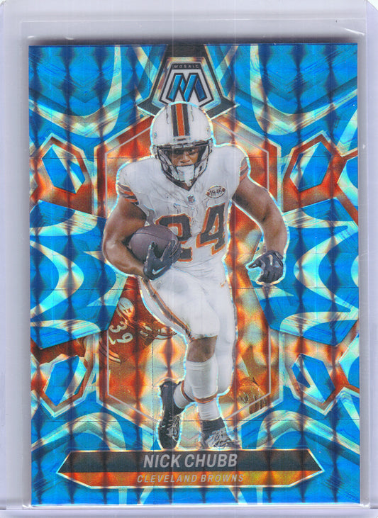 2024 Panini Mosaic #51 Nick Chubb Mosaic Reactive Blue Cleveland Browns