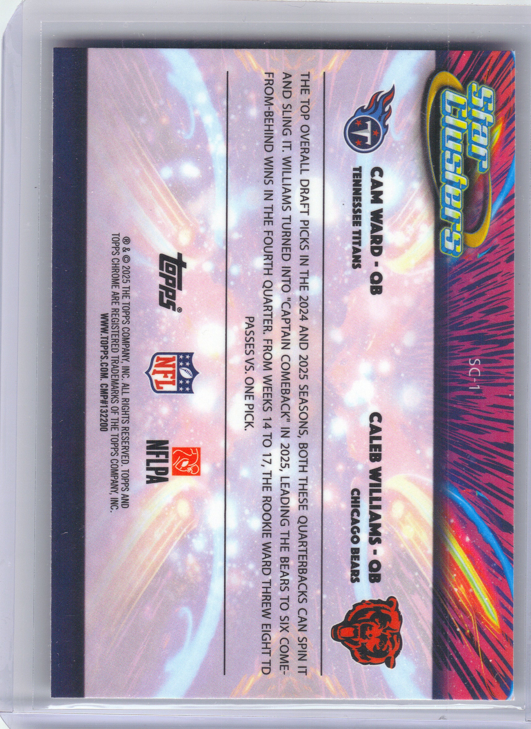 2025 Topps Chrome Cosmic #SC-1 Cam Ward / Caleb Williams Star Clusters