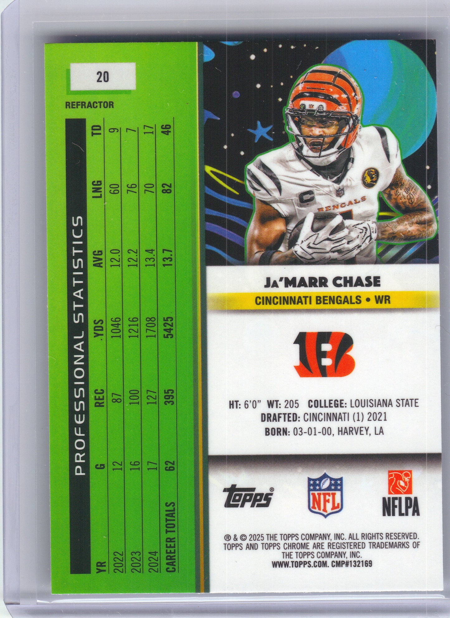2025 Topps Chrome Cosmic #20 Ja'Marr Chase Refractor Cincinnati Bengals