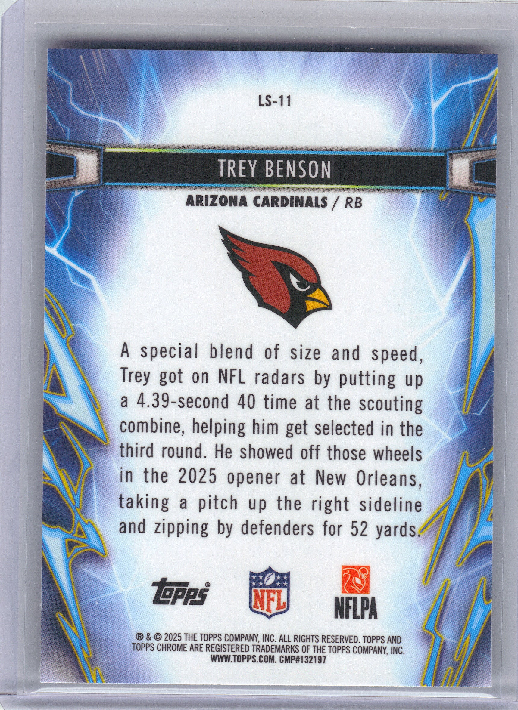 2025 Topps Chrome Cosmic #LS-11 Trey Benson Light Speed Arizona Cardinals