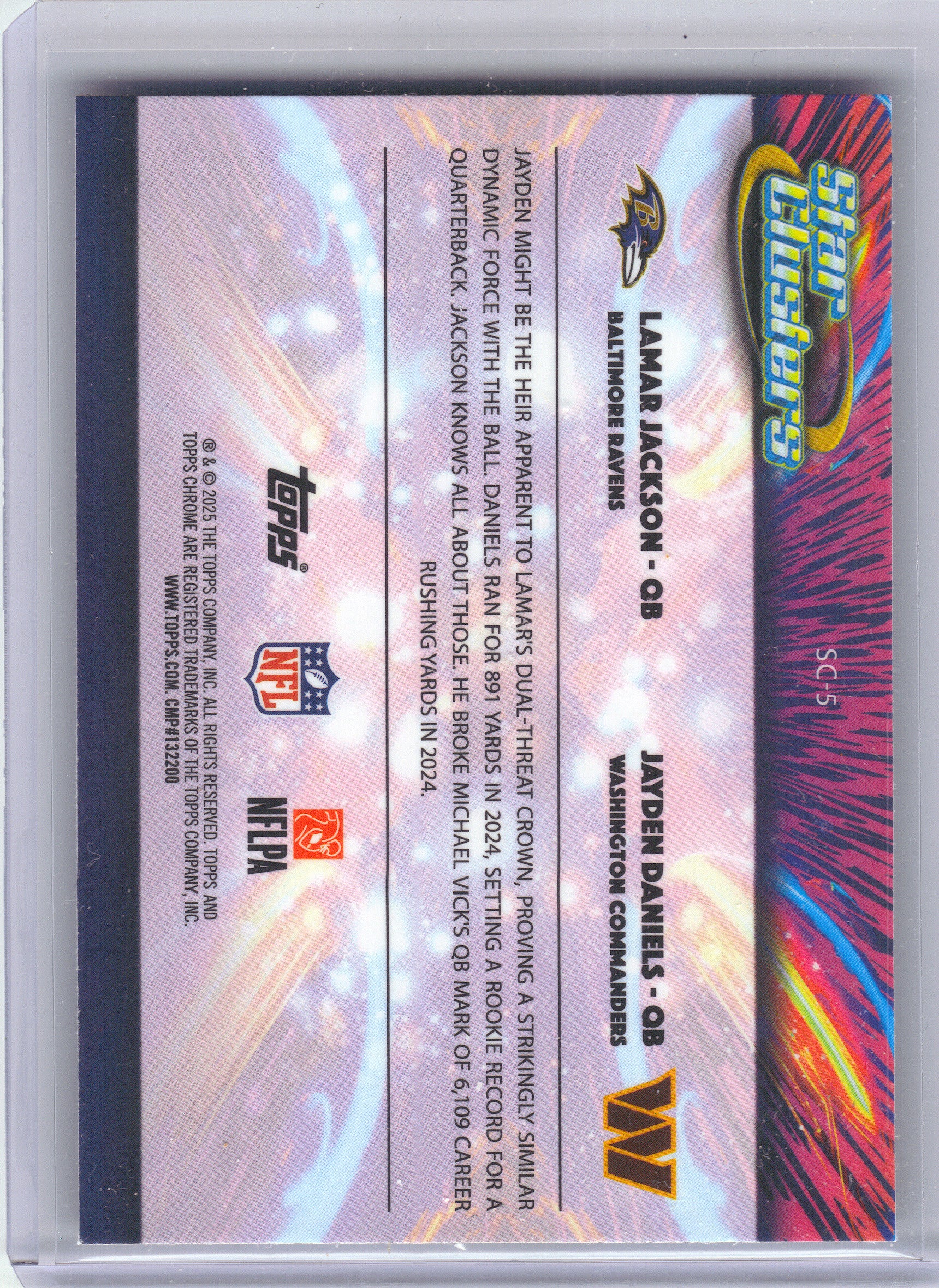 2025 Topps Chrome Cosmic #SC-5 Jayden Daniels / Lamar Jackson Star Clusters